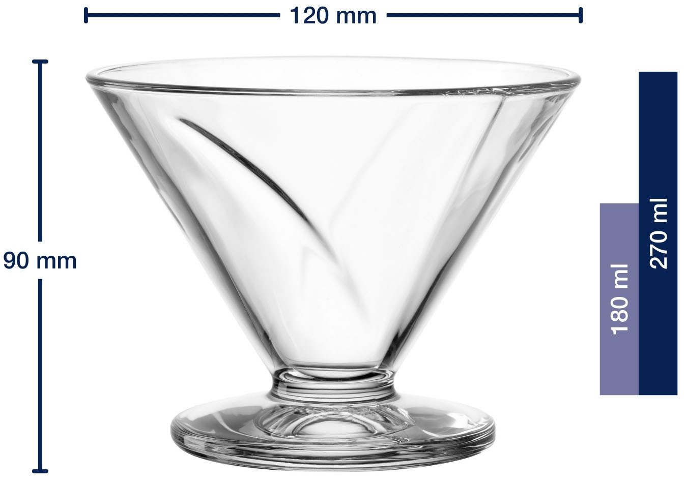 LEONARDO Ijsschaaltje CONO, Eisbecher aus Glas, 270 ml, 4er-Set (set, 4-delig)