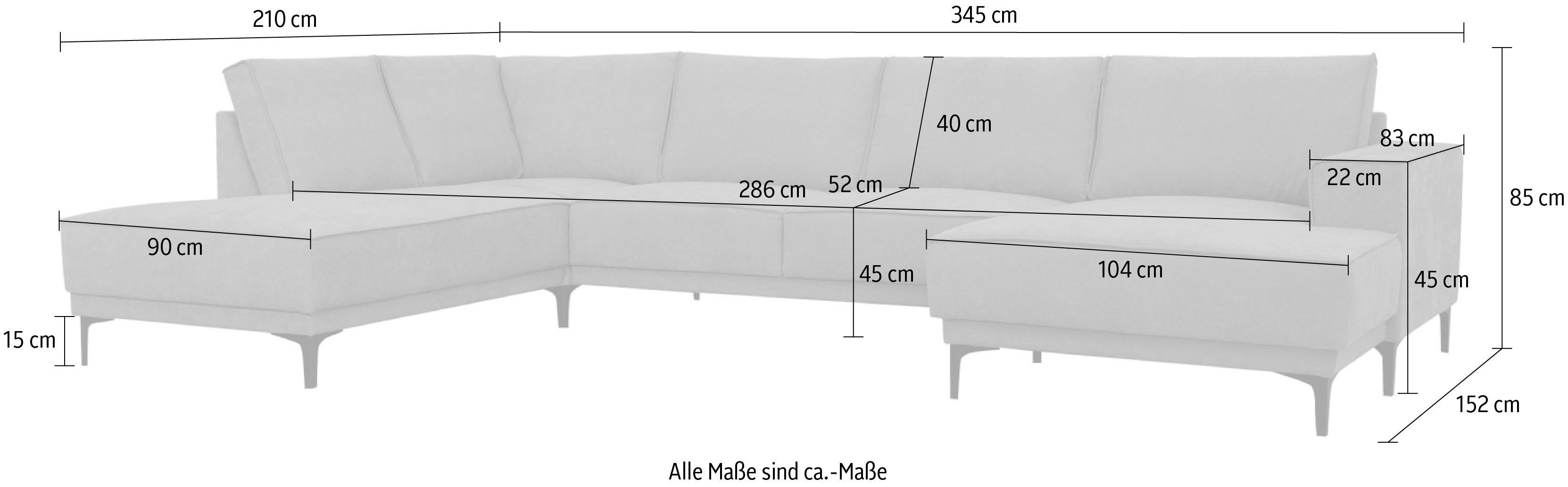 Places of Style Zithoek XXL bank Oland, structuur, platweefsel, luxe microvezel, bouclé