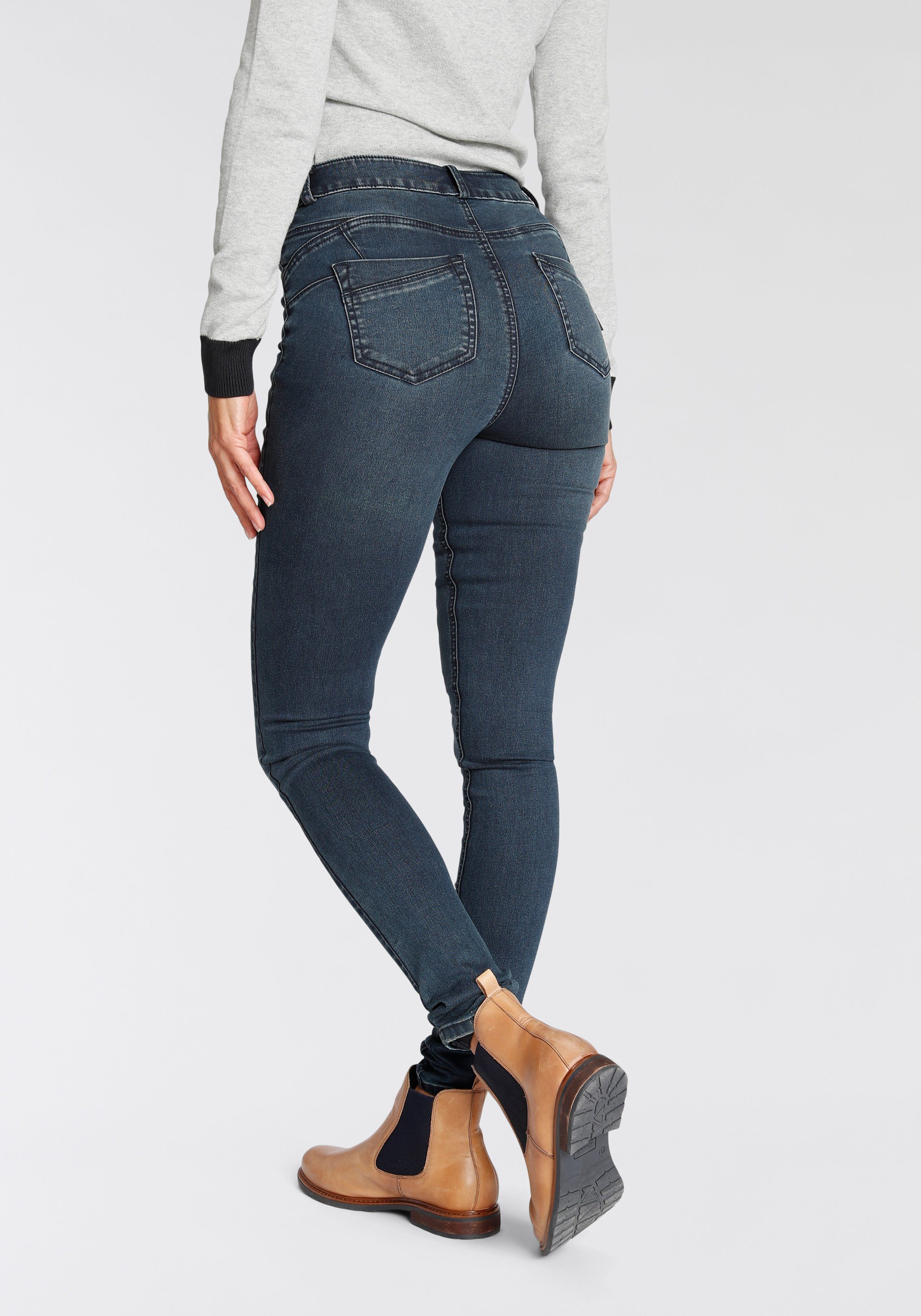 Arizona Skinny fit jeans Ultra Stretch skinny-fit, geaccentueerde taille, shaping-effect, high waist dames skinny jeans maat 38 blauw