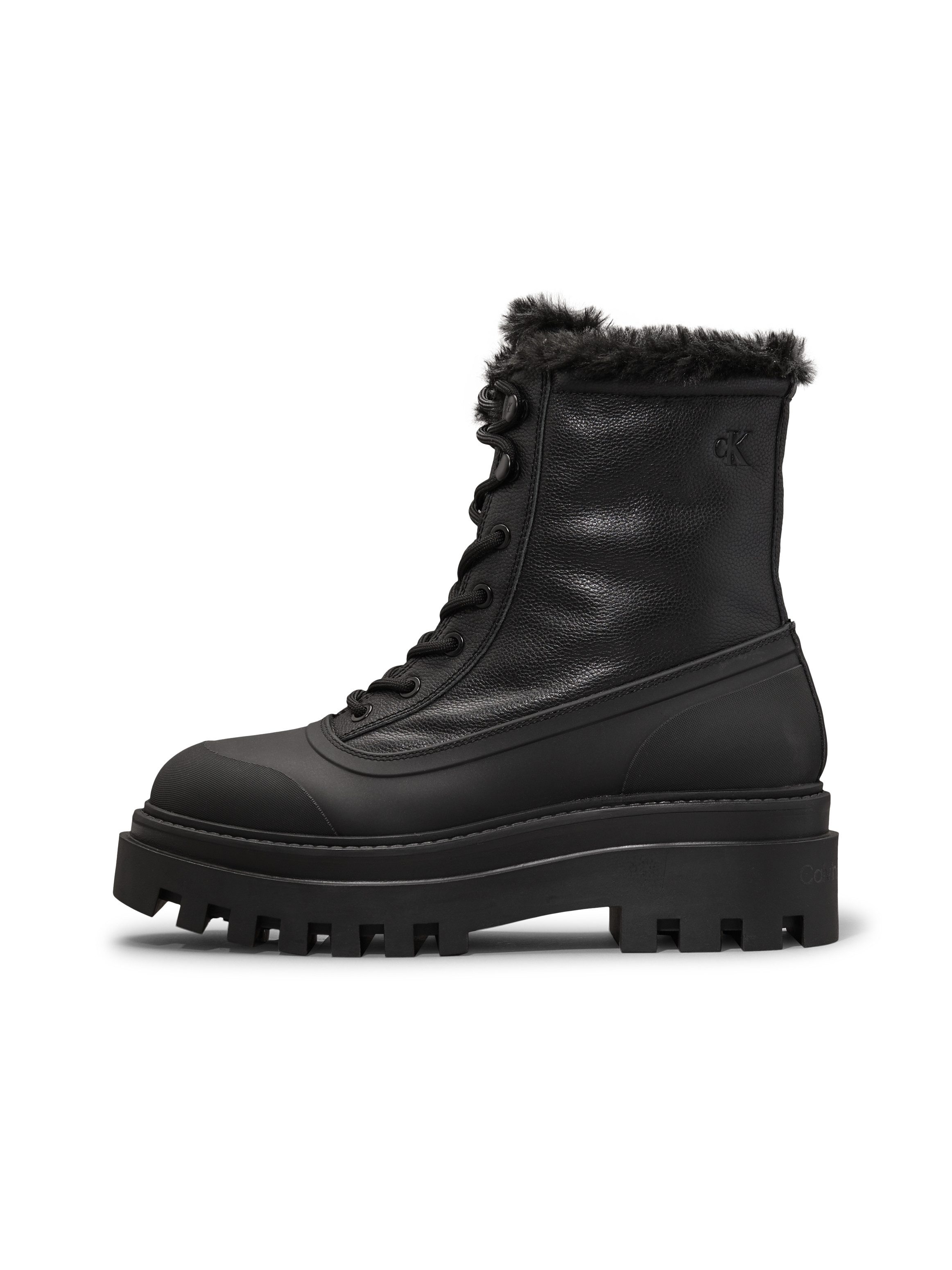 Calvin Klein Winterlaarzen FLATFORM LACE UP BOOT PADDED , veterschoenen, enkellaars, plateau-profielzool, met warme voering