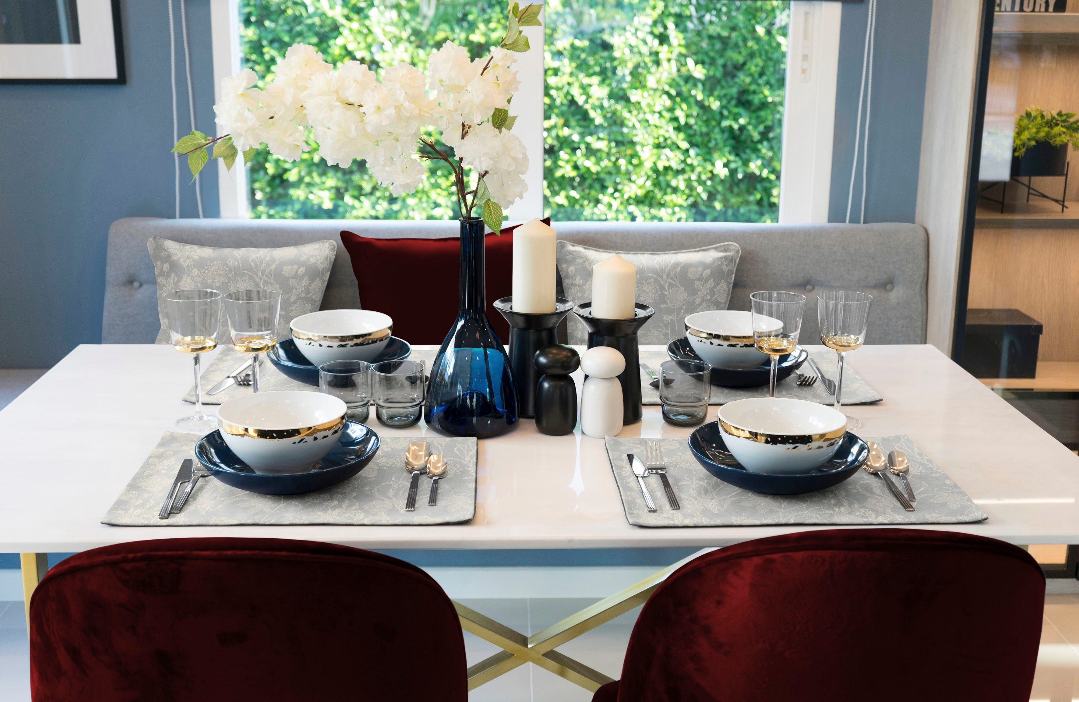 Adam Set placemats Flower Cuveé Light GOTS organic, gecertificeerd door CERES 0242, Made in Germany (2 stuks)