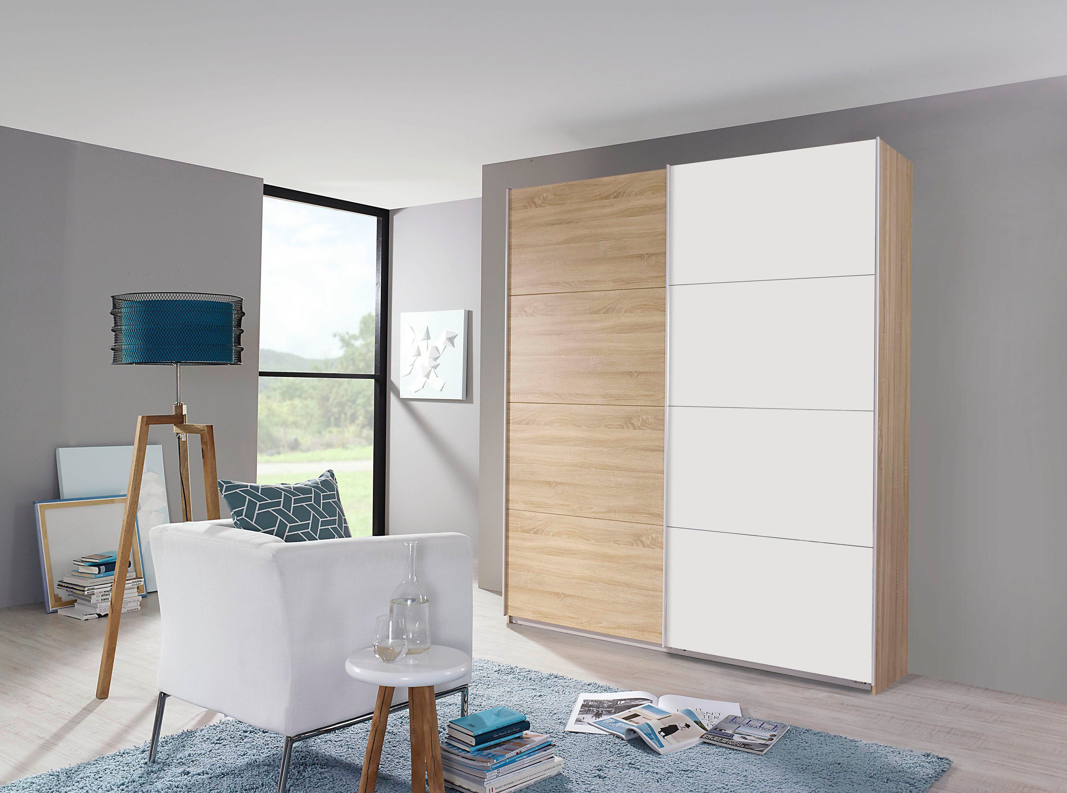 rauch Zweefdeurkast Quadra kledingkast BESTSELLER kast garderobe met mogelijkheid tot individuele frontuitvoering, lichtlopende deuren