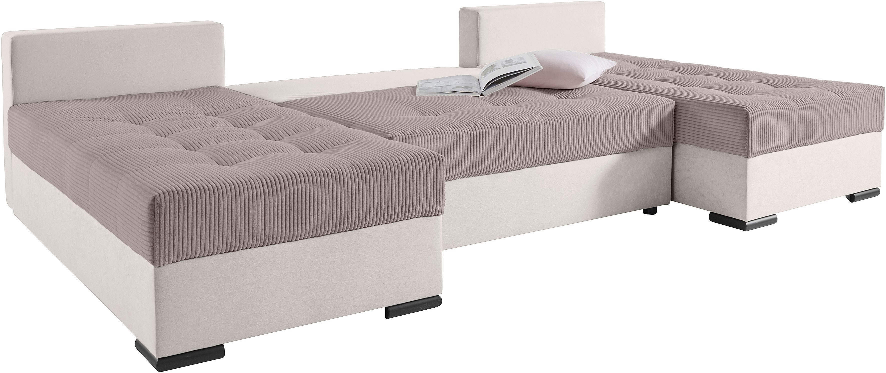 COLLECTION AB Zithoek Josy U-vorm, breedte 269 cm, platweefsel, structuur, kunstleer