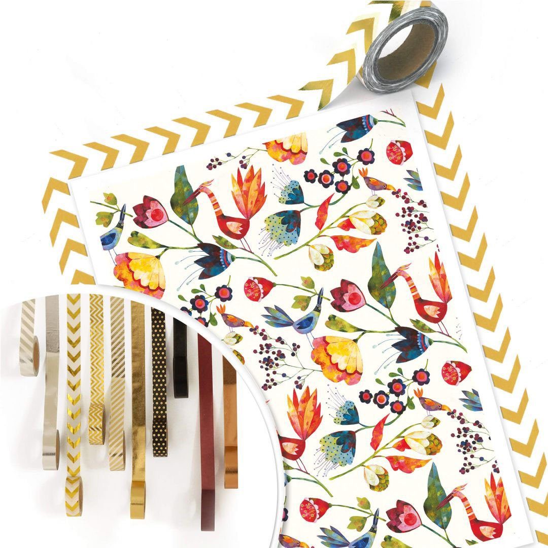 Wall-Art Poster Sprookje artprints bloemen en vogels (1 stuk)