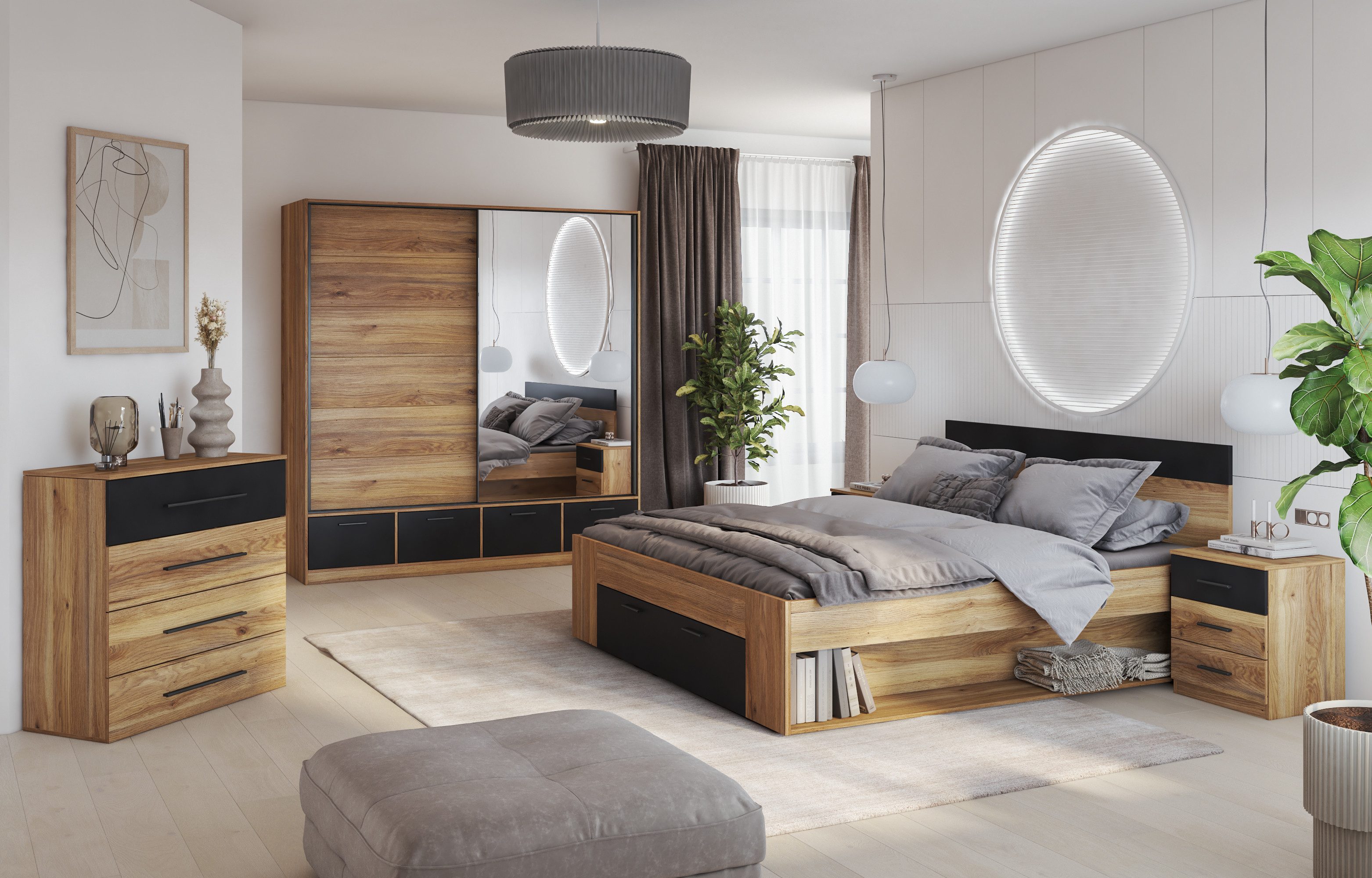 INOSIGN Bedframe Faweza, Breedte 160 of 180 cm, Opbergbank Functiebureau lade met extra veel opbergruimte