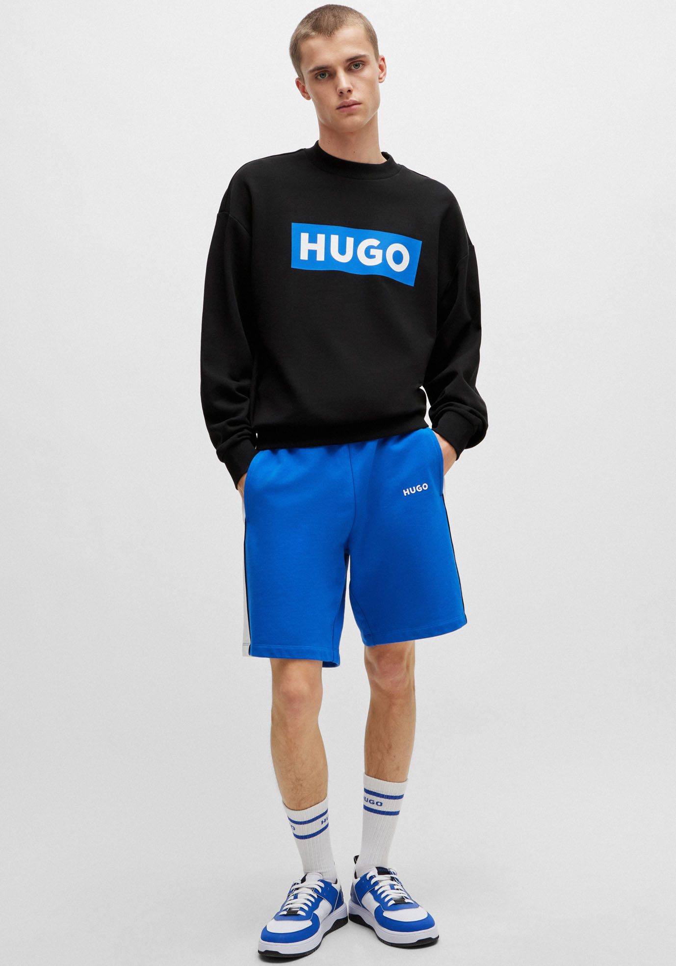 HUGO Blue Sweatshirt Niero met logoprint