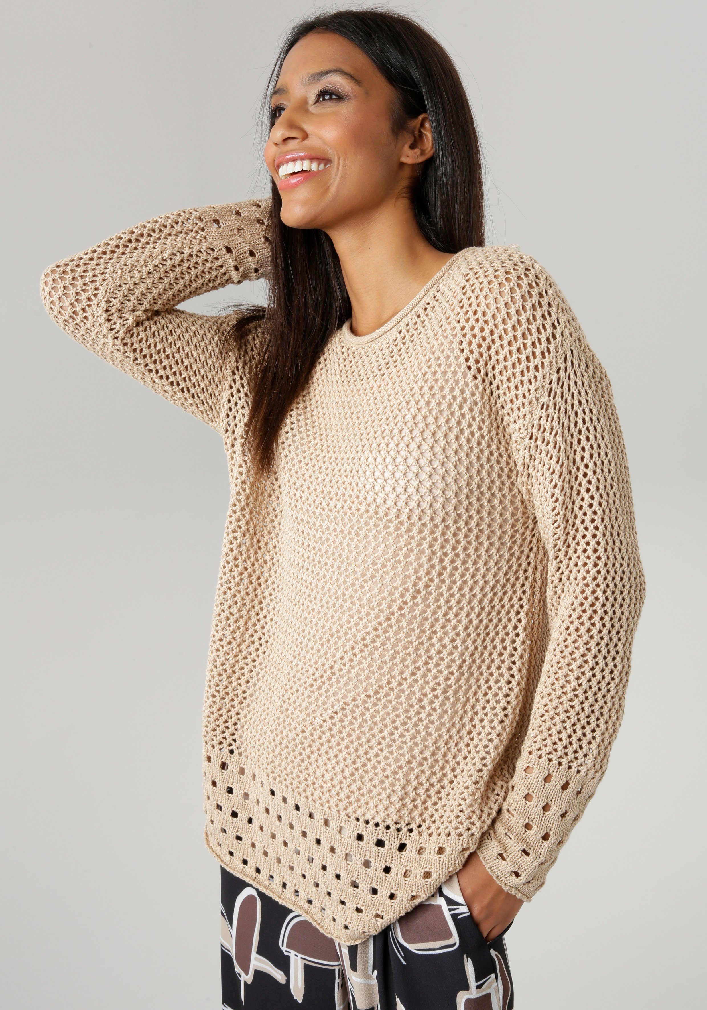 Aniston SELECTED Gebreide trui in net-look nieuwe collectie
