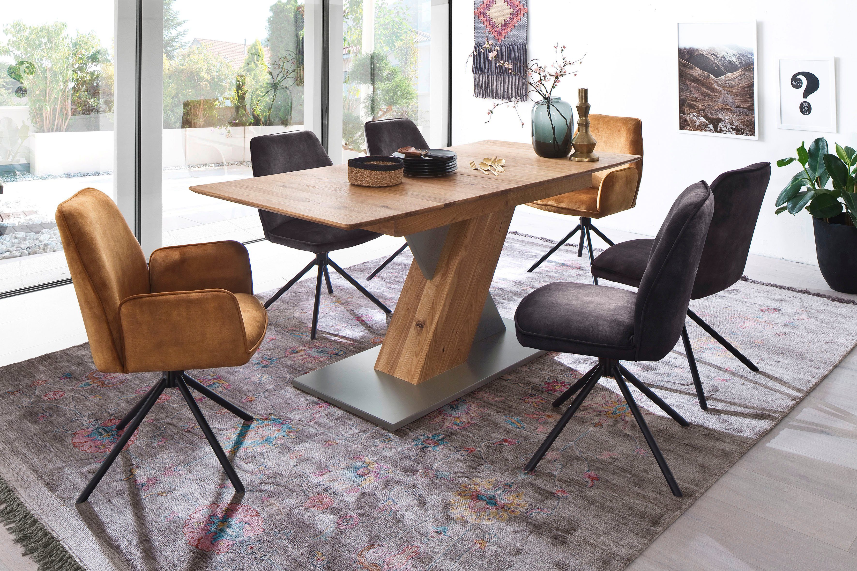 MCA furniture Eetkamerstoel OTTAWA Vintage suède-look met opstaande naad, stoel belastbaar tot 120 kg (set, 2 stuks)