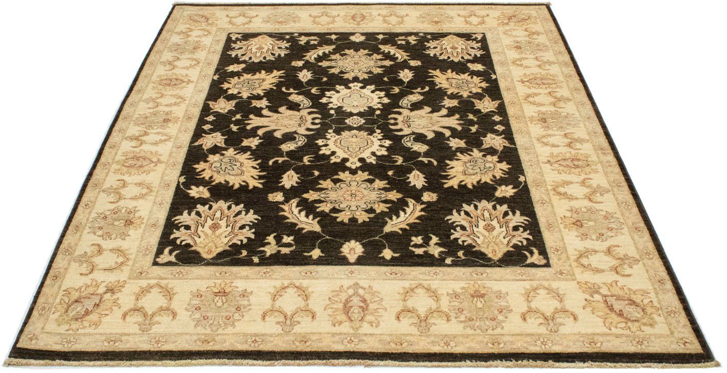 morgenland Wollen kleed Farahan Teppich handgeknüpft dunkelgrau-Ziegler Teppich - 194 x 149 cm - dunkelgrau
