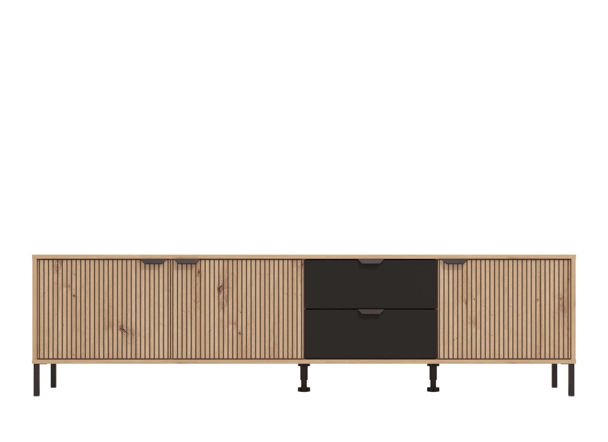Home affaire Tv-meubel Mayenne TV-Lowboard, Breedte 208 cm Kast met 3 deuren in groeflook, 2 lades