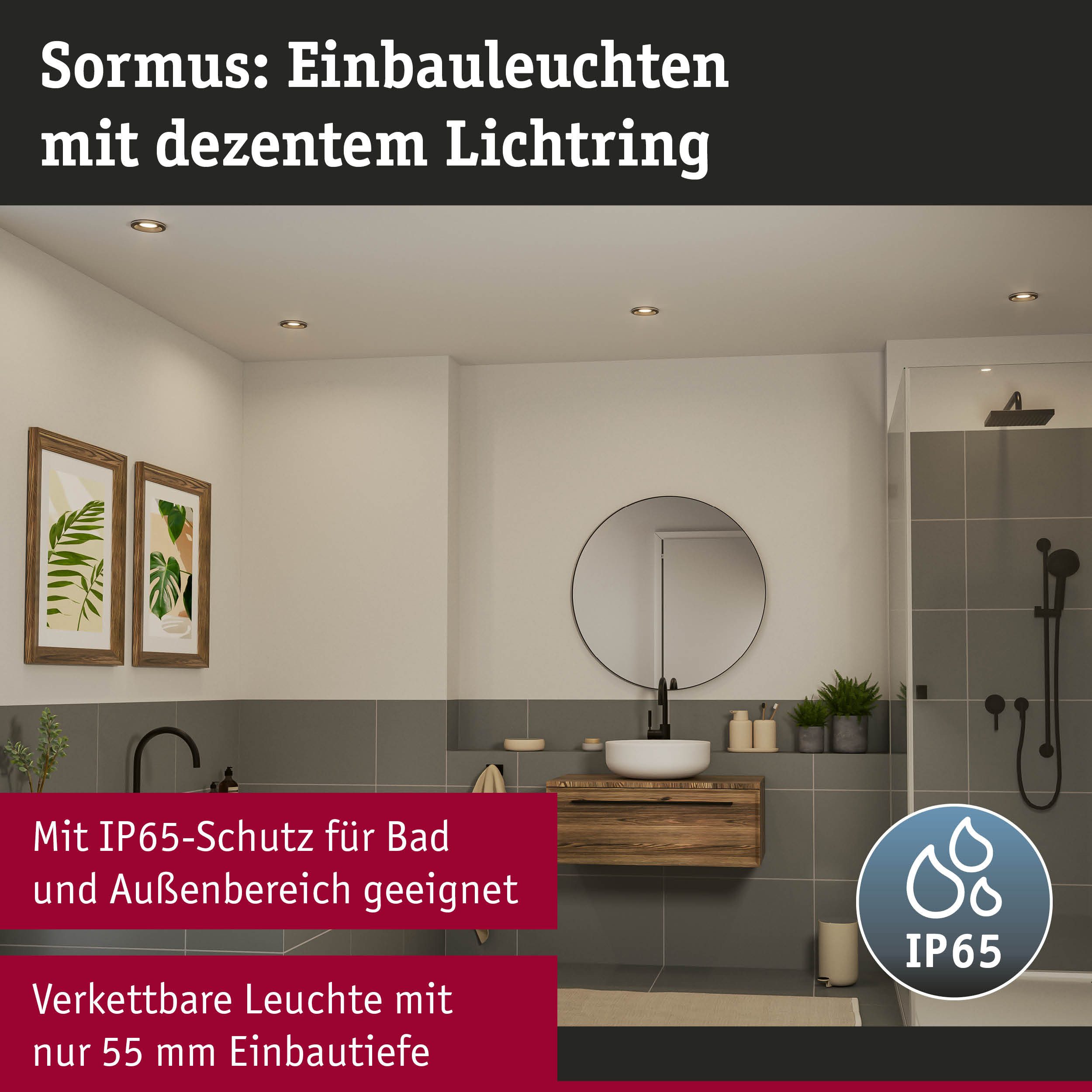 Paulmann Ledinbouwlamp LED inbouwlamp Sormus IP65 rond 100mm (1 stuk)