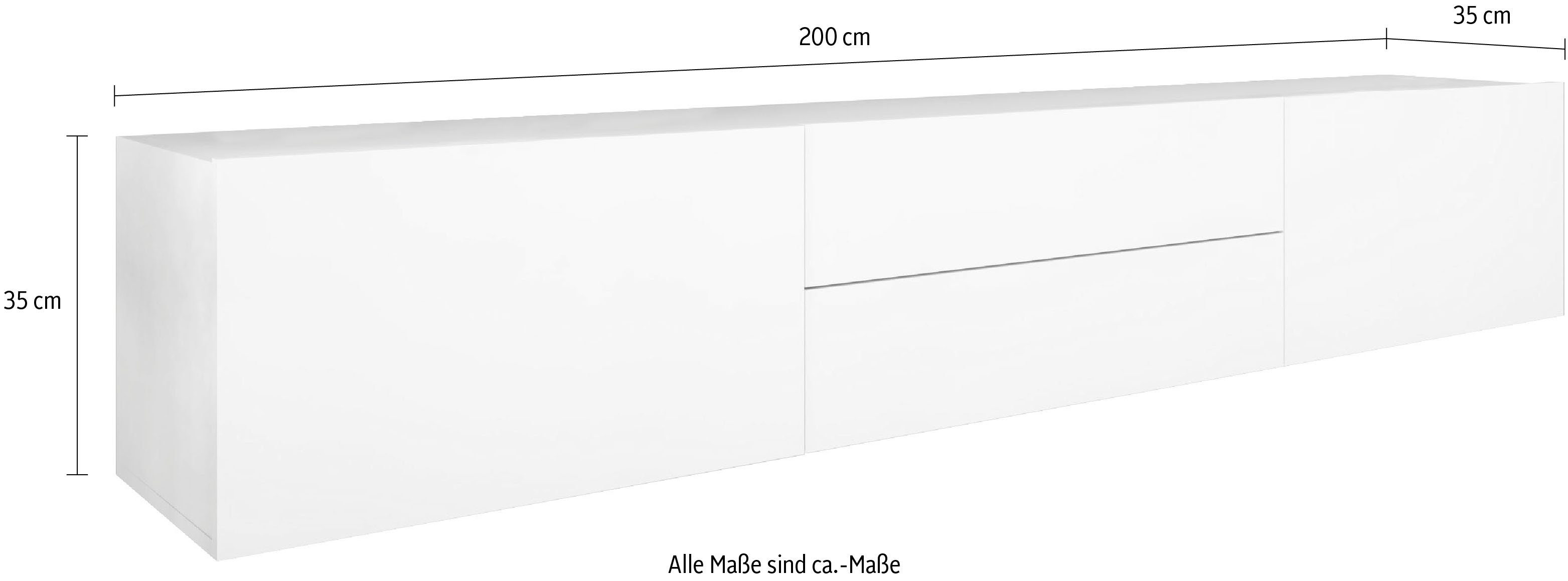 borchardt Möbel Tv-meubel Sophia Breedte 200 cm met 2 kleppen en 2 laden, staand en hangend
