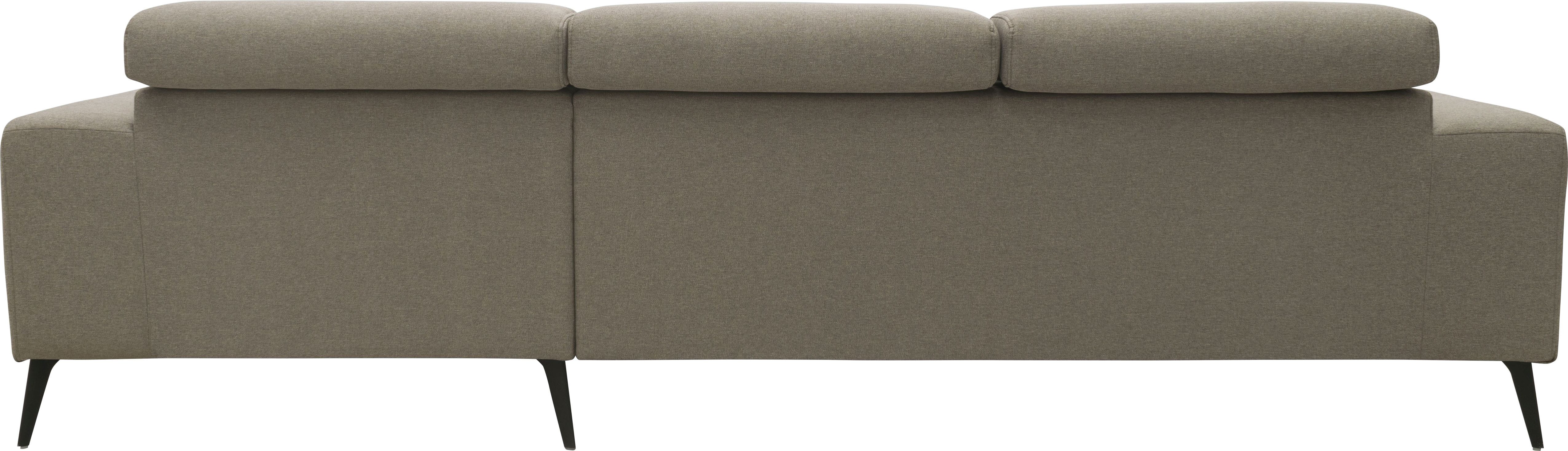 DOMO collection Hoekbank Trento L-vorm, met sledevoet of enkele voet naar keuze met verstelbare hoofdsteun, récamier links/rechts bestelbaar