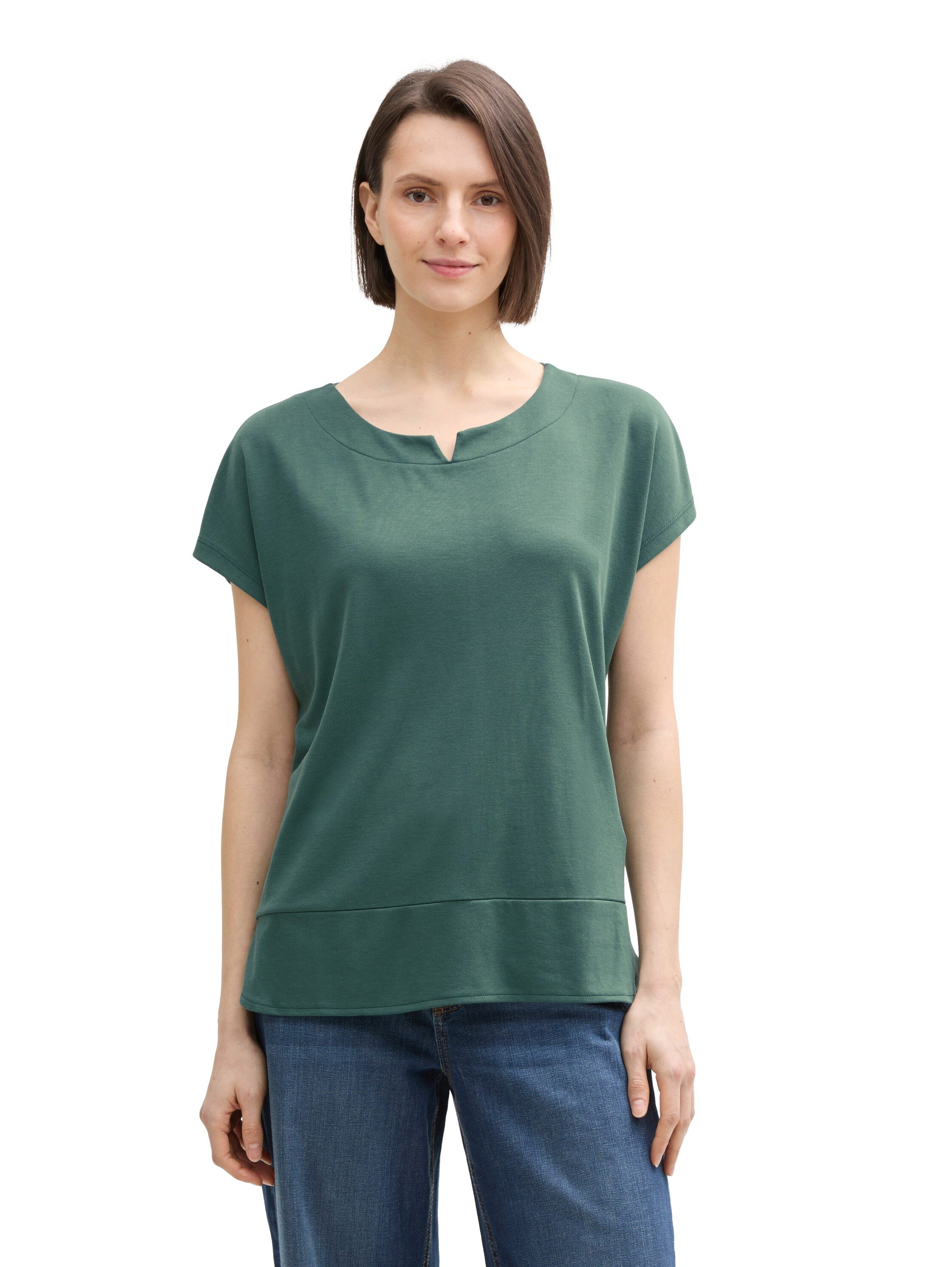Tom Tailor T-shirt met gesplitste ronde halslijn dames t-shirts maat XL (42) groen