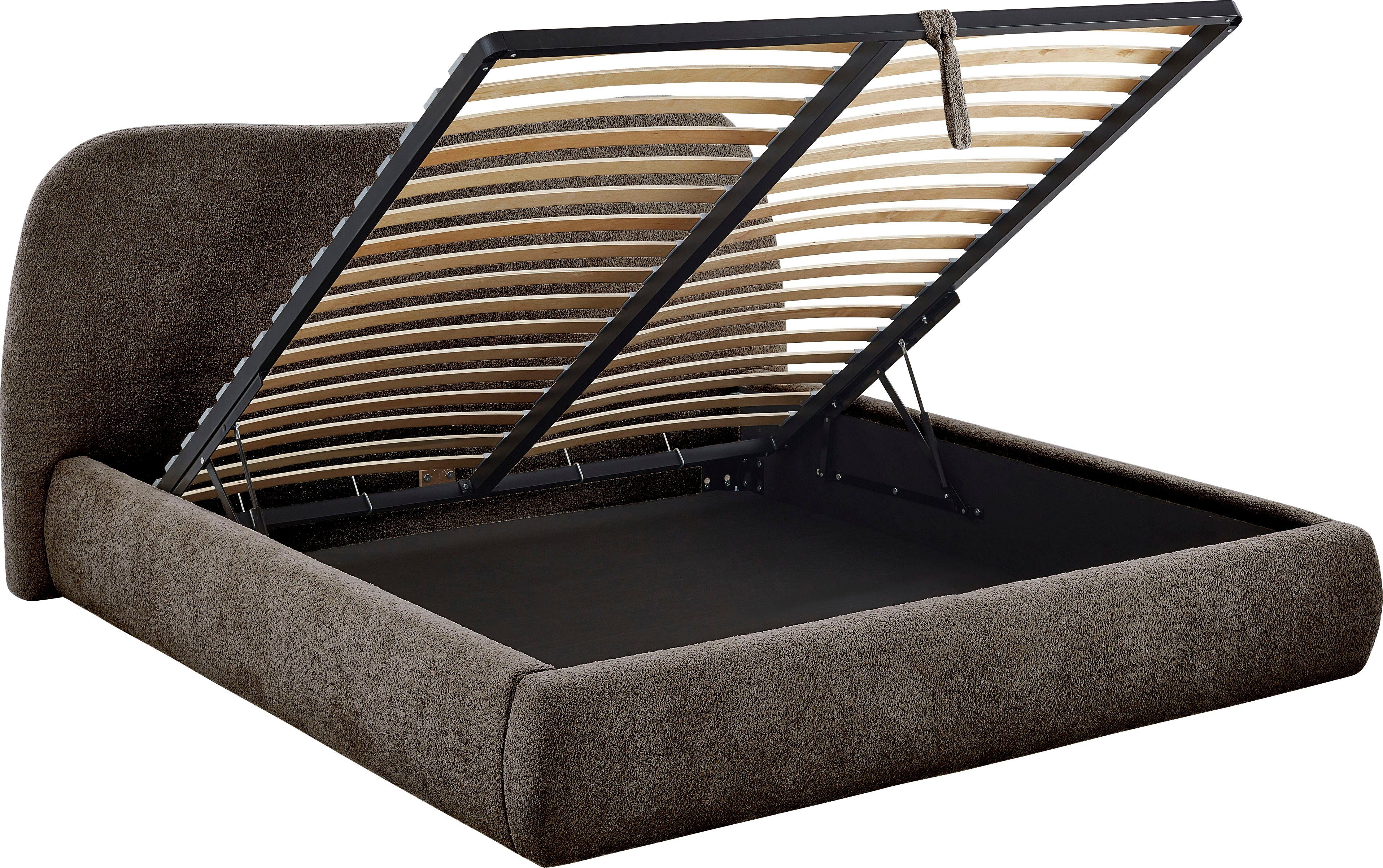 ATLANTIC home collection Gestoffeerd bed Sophie met of zonder opbergruimte, hoogwaardige bouclé bekleding