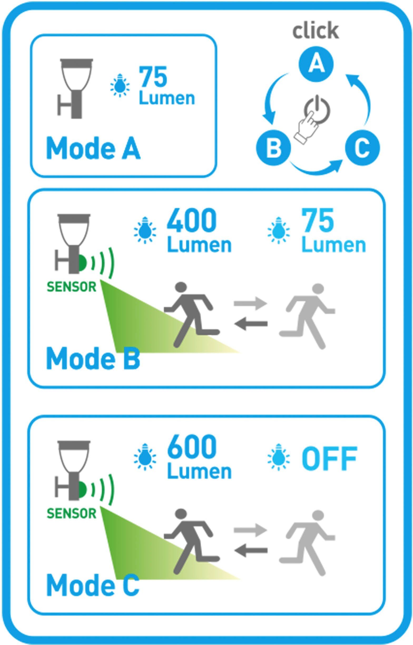 näve Ledsolarlamp Filius incl. bewegingsmelder 90°, max. 8 m, 3 functionele modi ter keuze, h: 50 cm (1 stuk)