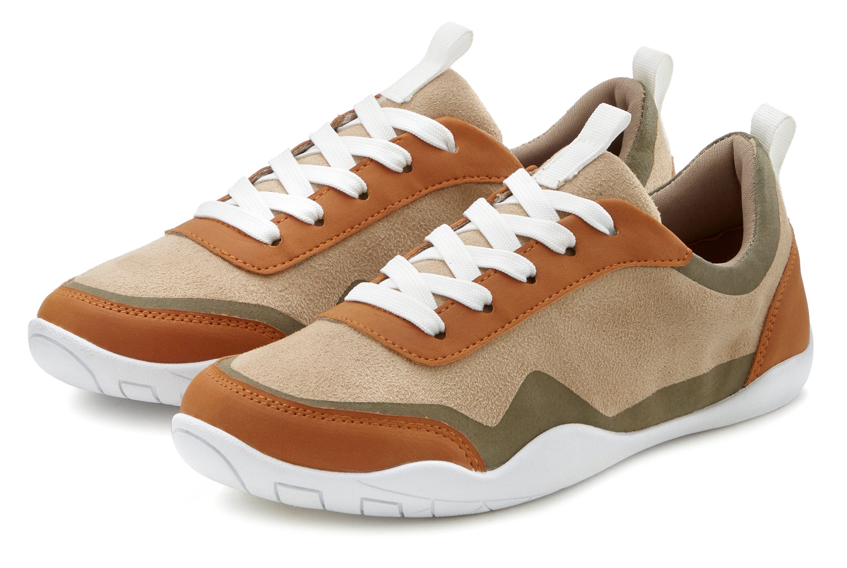 Lascana Sneakers superlicht, ultradunne zool, veterschoen, vrijetijdsschoen vegan dames schoenen maat 39 EU beige