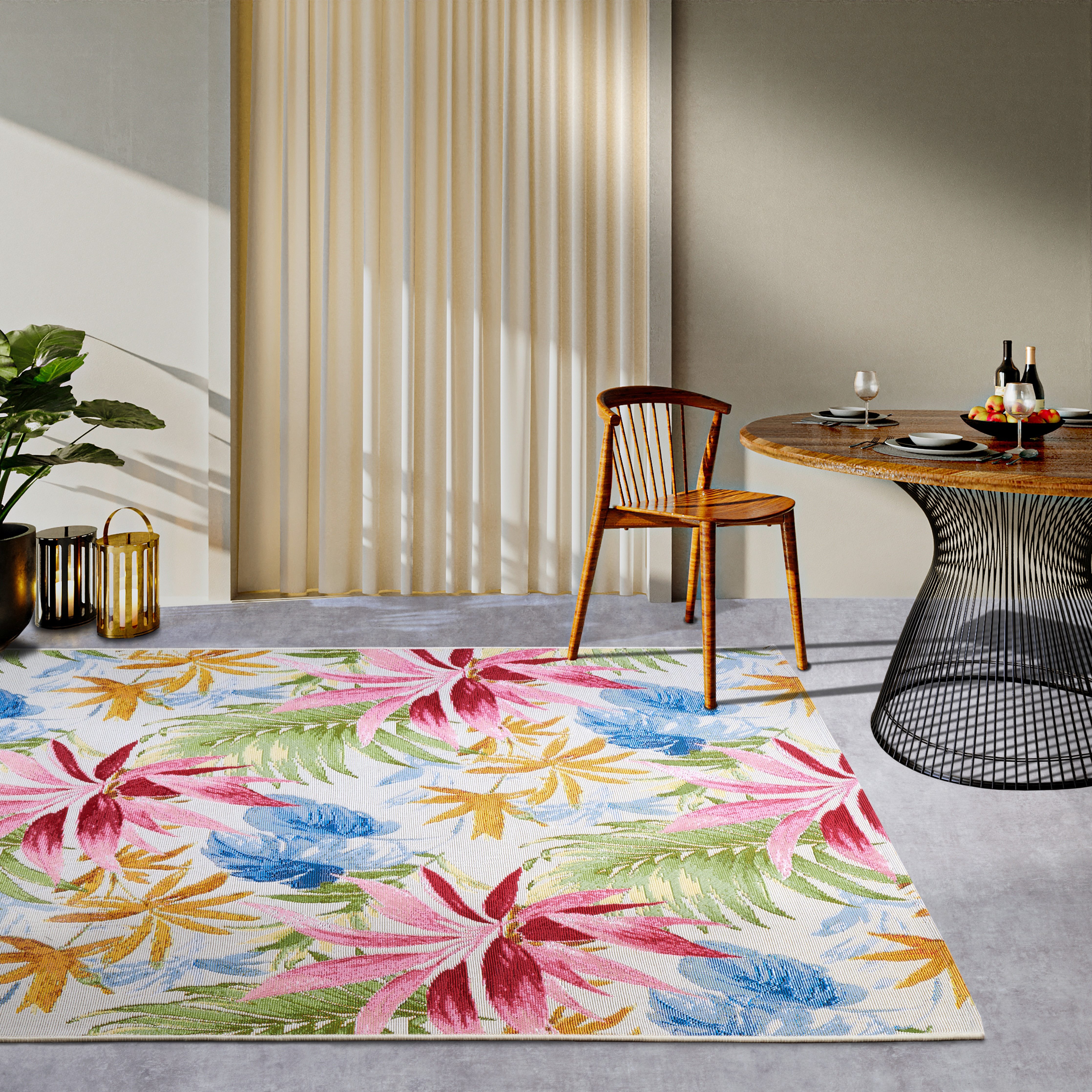 Villeroy & Boch Outdoorkleed Victor Buiten, vlakweefsel, weerbestendig, balkon, tuin, bloemig, terras