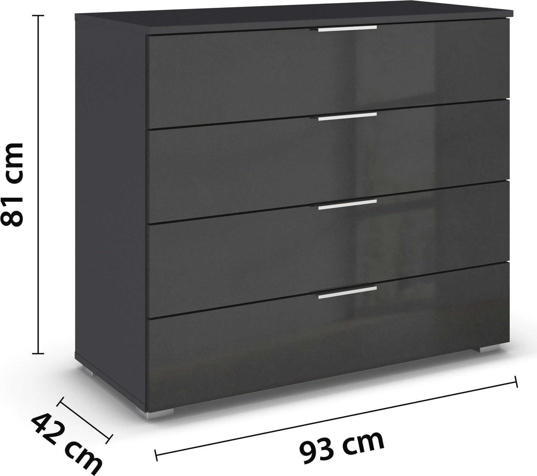 rauch Ladekast Sideboard AGORDO met decor- of hoogglansfront Breedte 93 cm met 4 grote lades voor veel opbergruimte MADE IN GERMANY