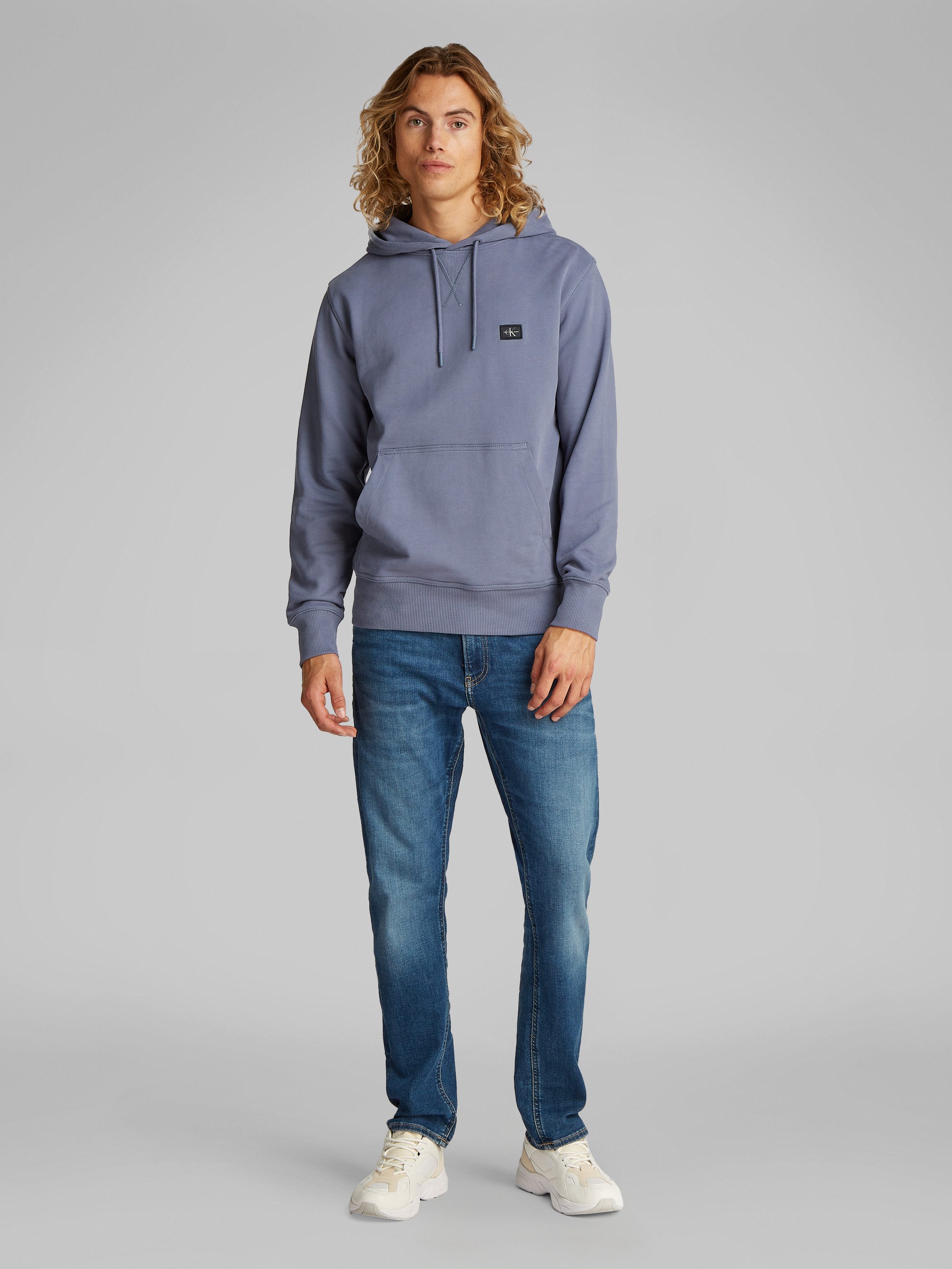 Calvin Klein Sweatshirt WOVEN LABEL HOODIE Kangoeroezak, logoborduring