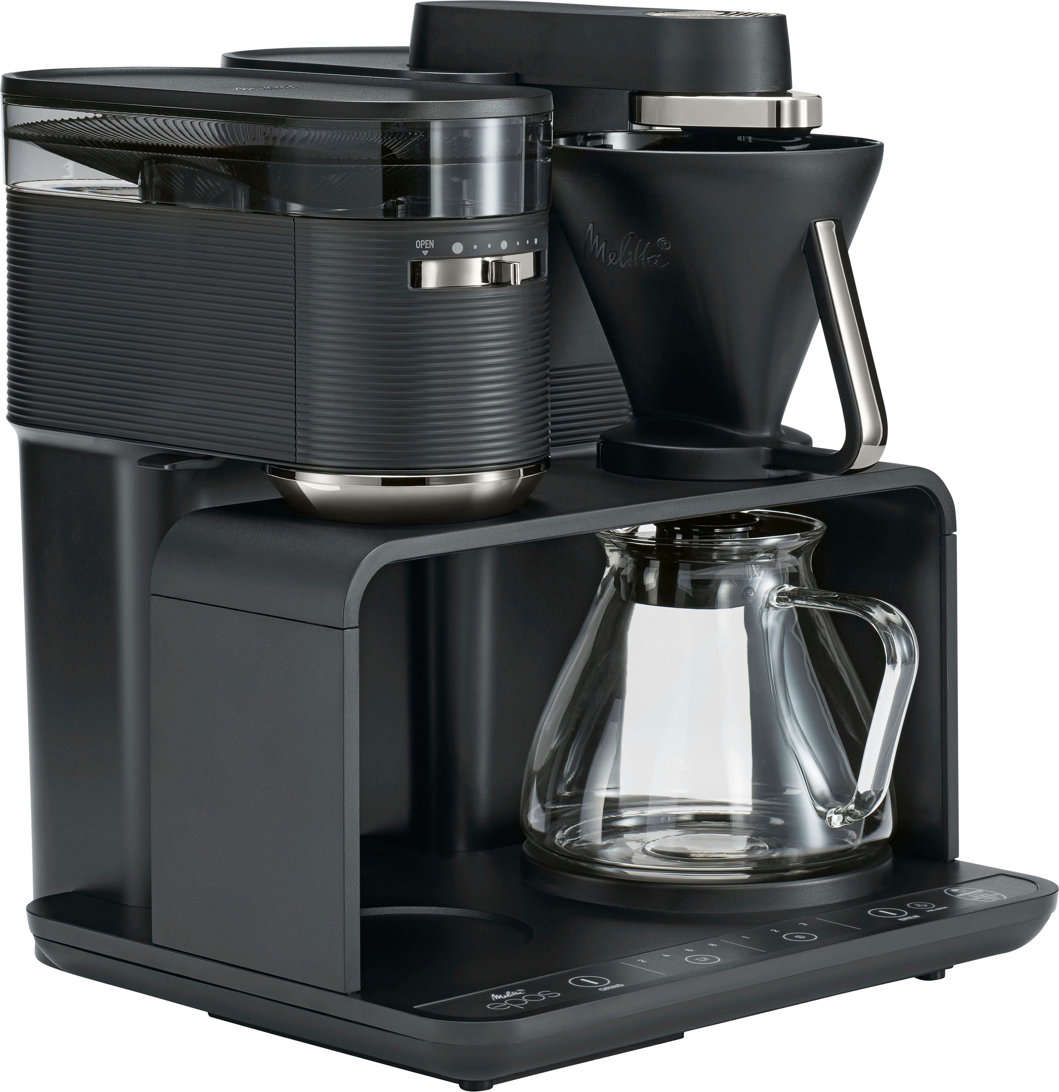 Melitta Koffiezetapparaat met bonenmaler EPOS® 1024-04, 1 l, Zwart/goudkleur, 360° draaibare watertuit