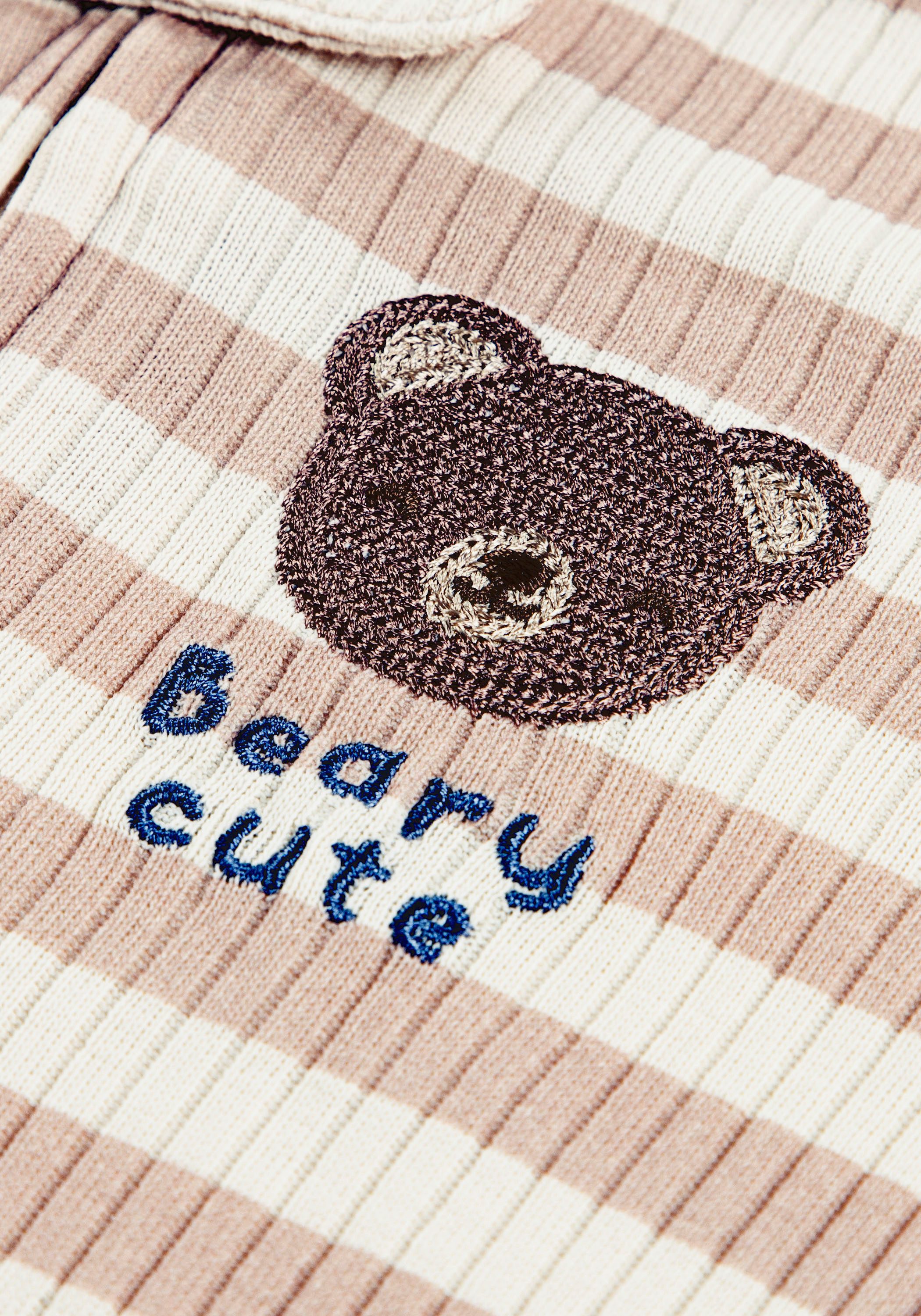 Slaaponesie HUGB FOOTED COVERALL met schattig berenborduurwerk