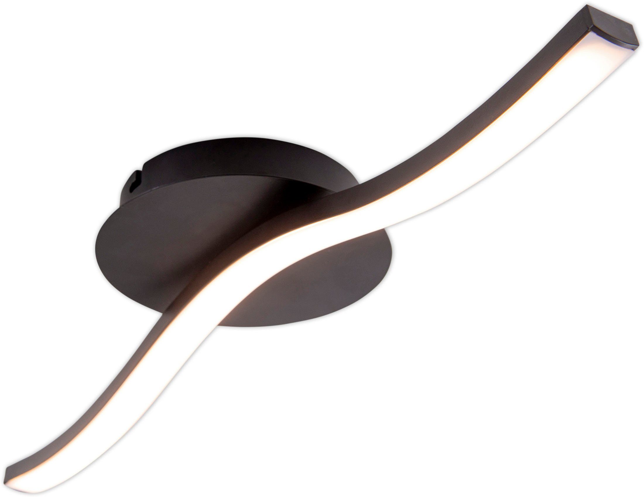 näve Led-plafondlamp Onda Plafondlamp, wandlamp warmwit, L: 45 cm, 6W, zwart-mat, IP20 (1 stuk)