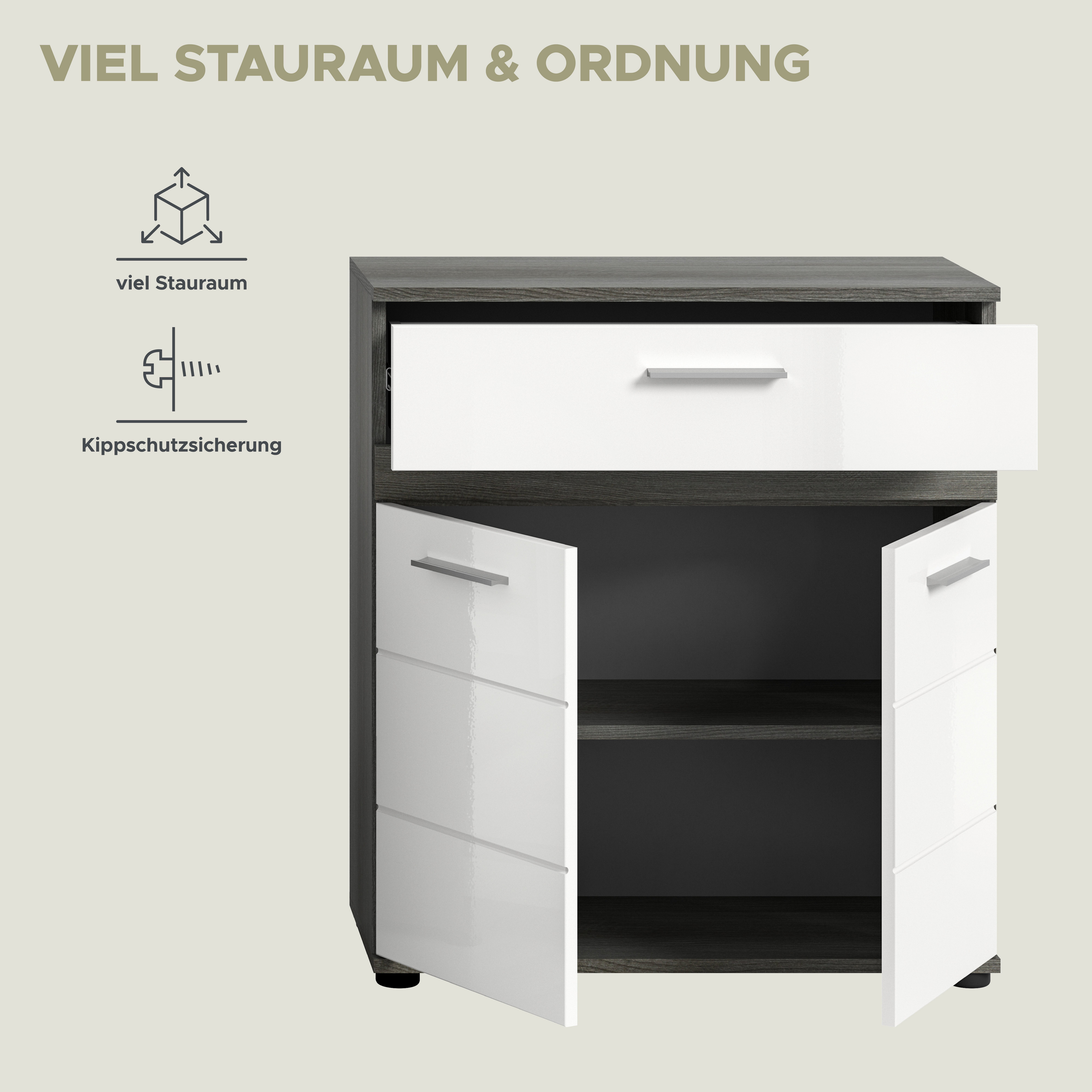 welltime Halfhoge kast LUCCA, TOPSELLER!, Hoogte 79 cm, 2 deuren, 1 lade, 1 legplank