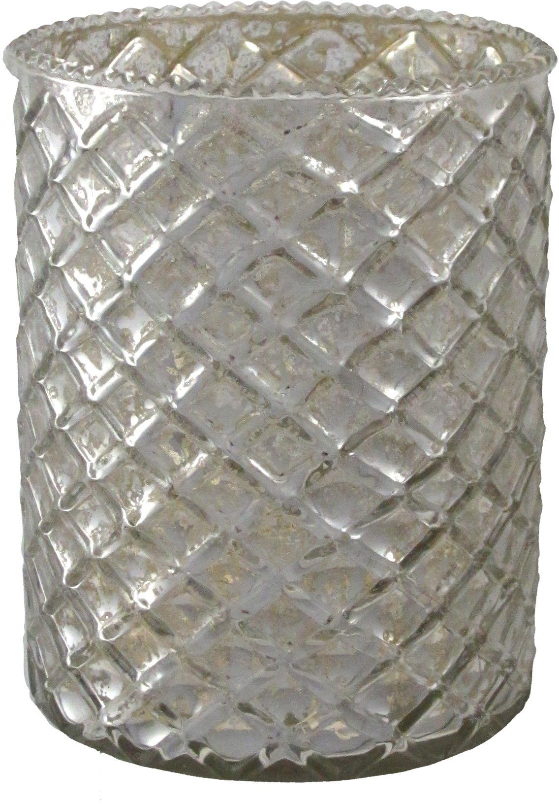 Creativ deco Windlicht met verschillend gestructureerde oppervlakken, 4-delige set, h: ca. 10 cm (4 stuks)