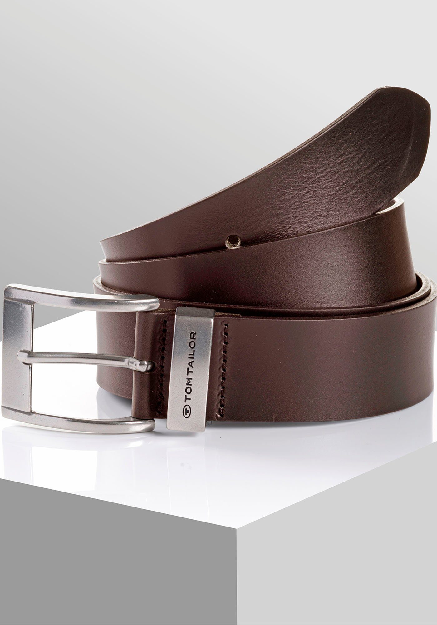 Tom Tailor Leren riem TTTOM 4 cm brede herenriem, casual en jeanslook (set)