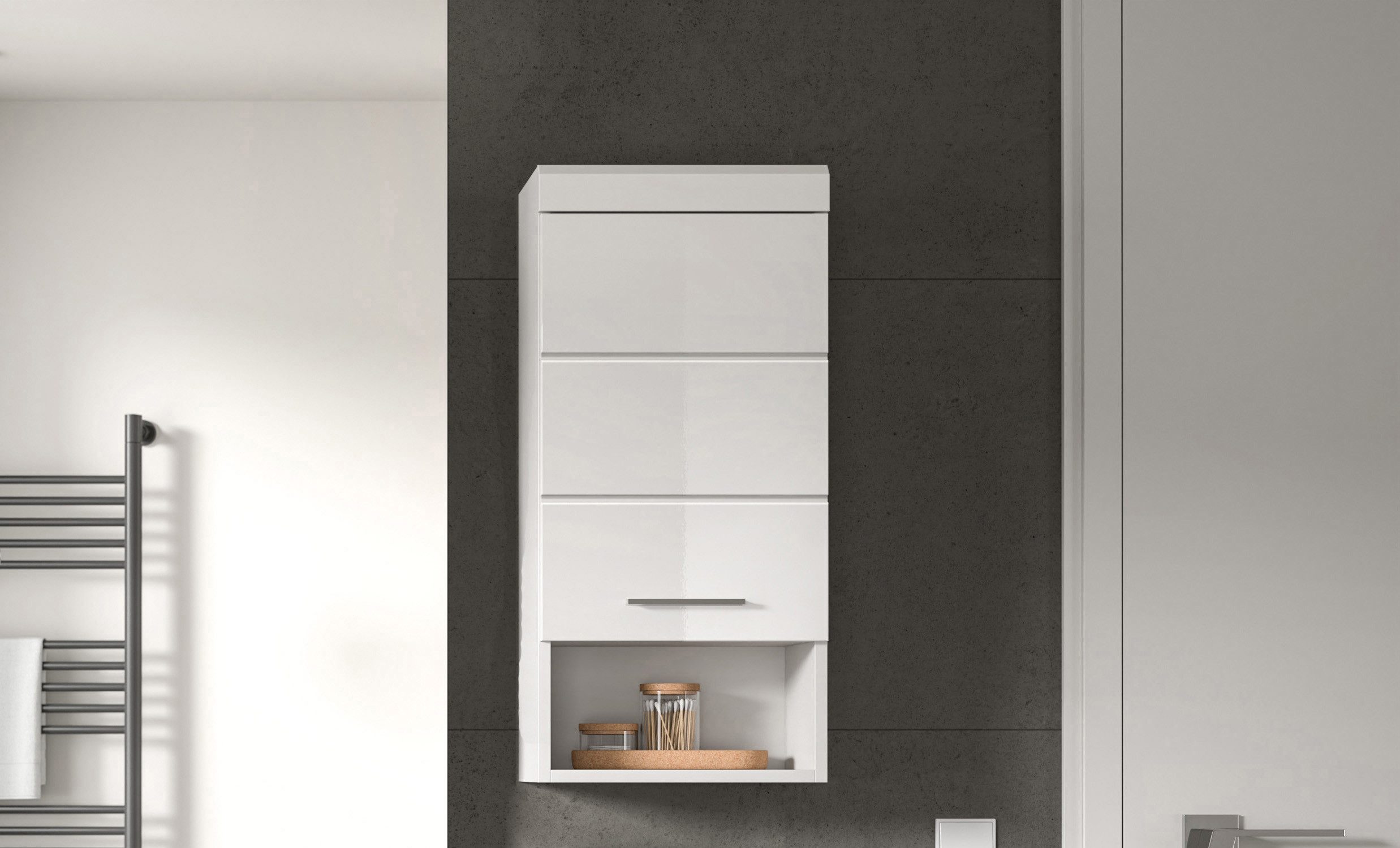 INOSIGN Hangkast Siena, breedte 37 cm, 1 deur, 1 open vak, 1 legplank, MDF-front in verschillende kleuren verkrijgbaar, badkamermeubels, badkamerkast, kast, badkamer (1 stuk)