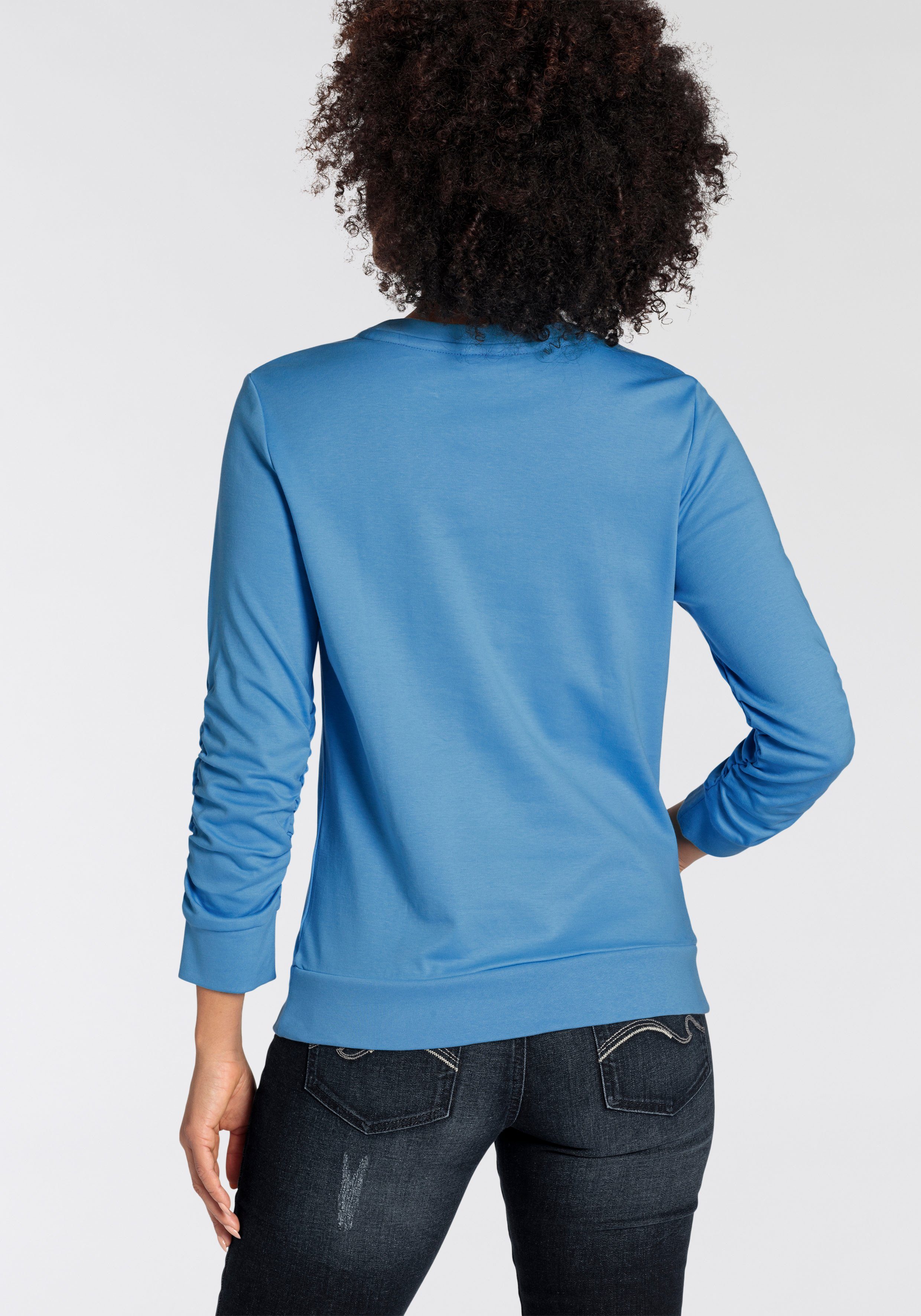 KangaROOS Sweatshirt met rimpeling op de mouw en merk-logo-print nieuwe-kollektion