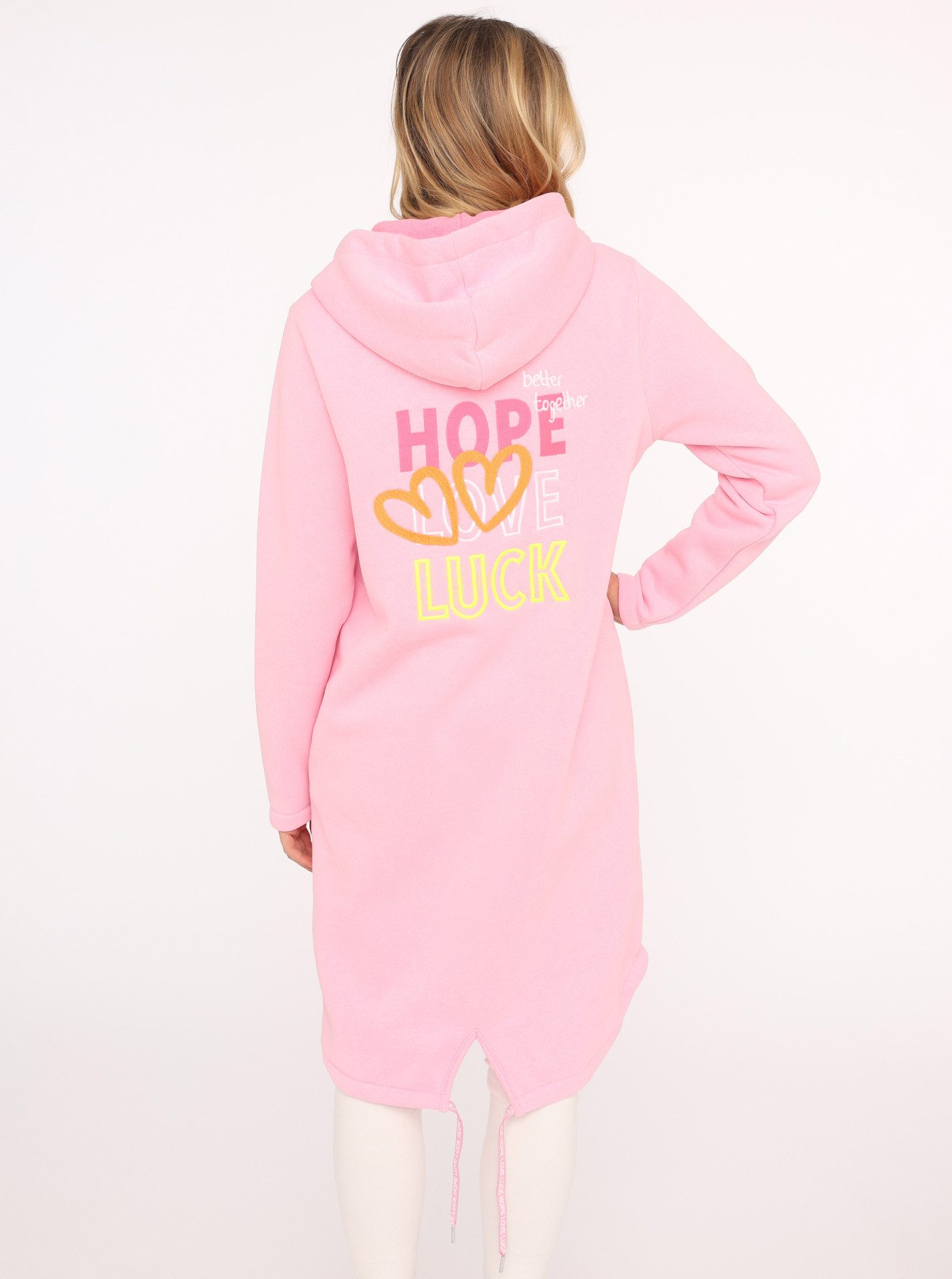 Zwillingsherz Jersey jas Hope Love Luck met lange rits en zijzakken