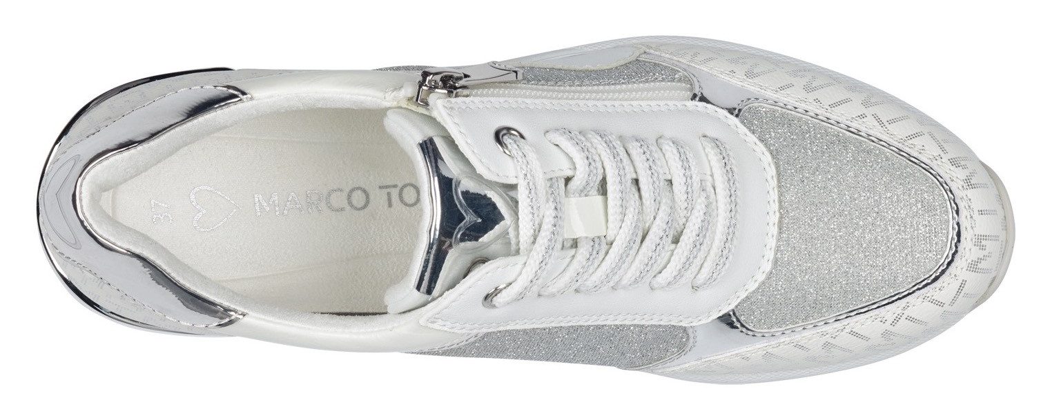 Marco Tozzi Sneakers met sleehak vrijetijdsschoen, lage schoen, veterschoen in vegan uitvoering
