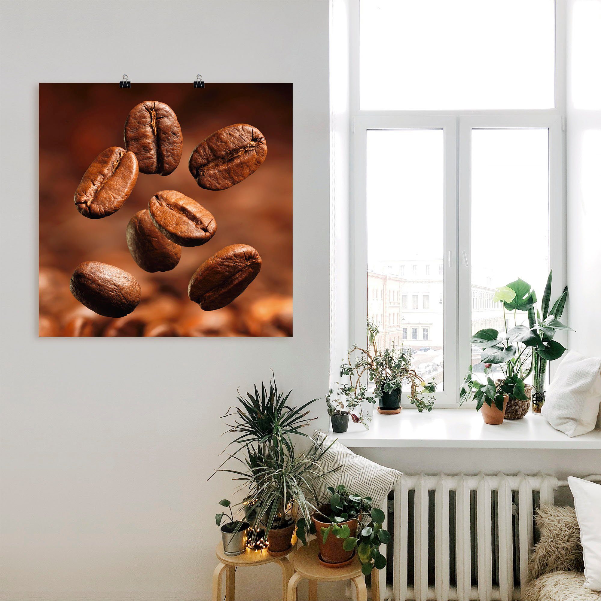 Artland Artprint Close-up van koffiebonen als artprint op linnen, poster in verschillende formaten maten