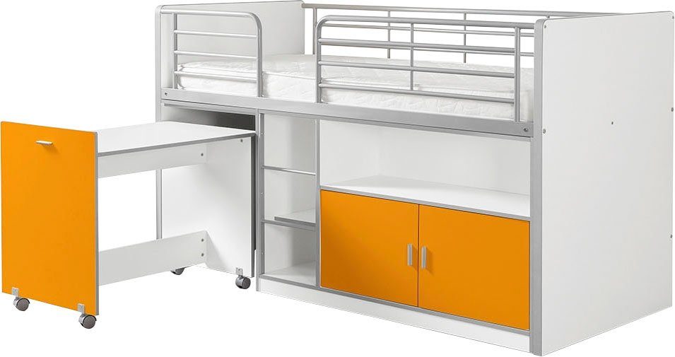 Vipack Hoogslaper slapen en werken in één, hoogslaper met 90x200 cm ligoppervlak