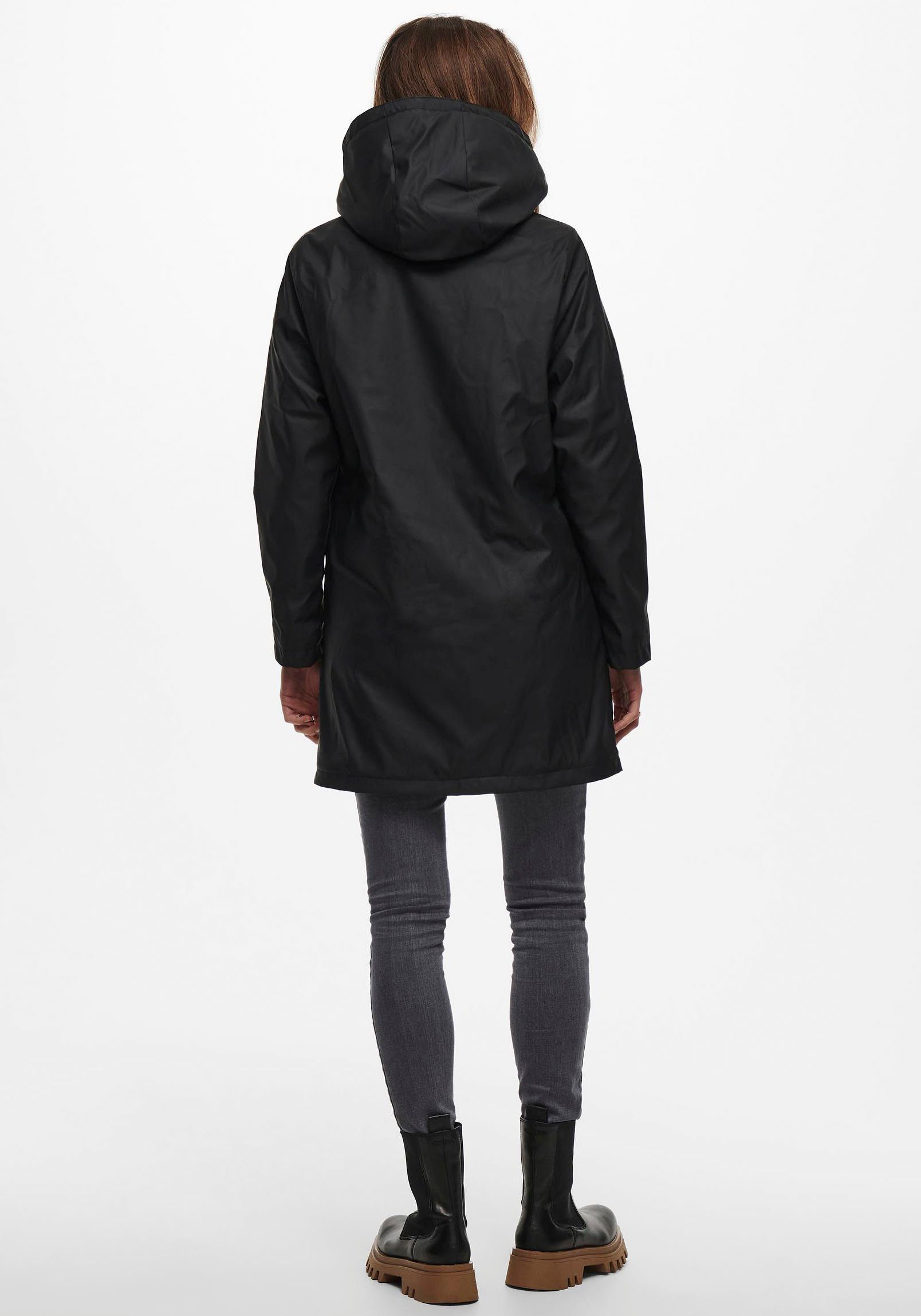 Only Functionele jas ONLSALLY RAINCOAT OTW NOOS met capuchon en voering van teddy-pluche