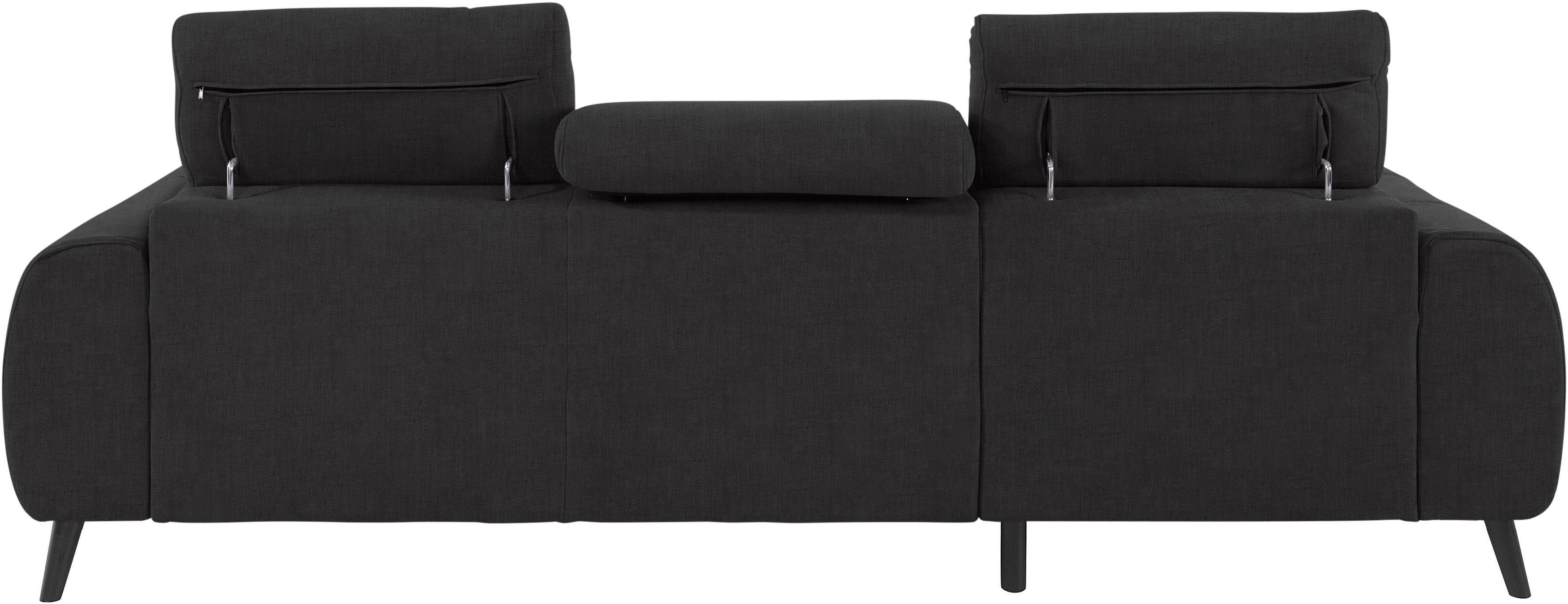 COTTA Hoekbank Mia L-vorm met 3 sierkussens keuze met bedfunctie, bedlade, verlichting & draadloze oplader