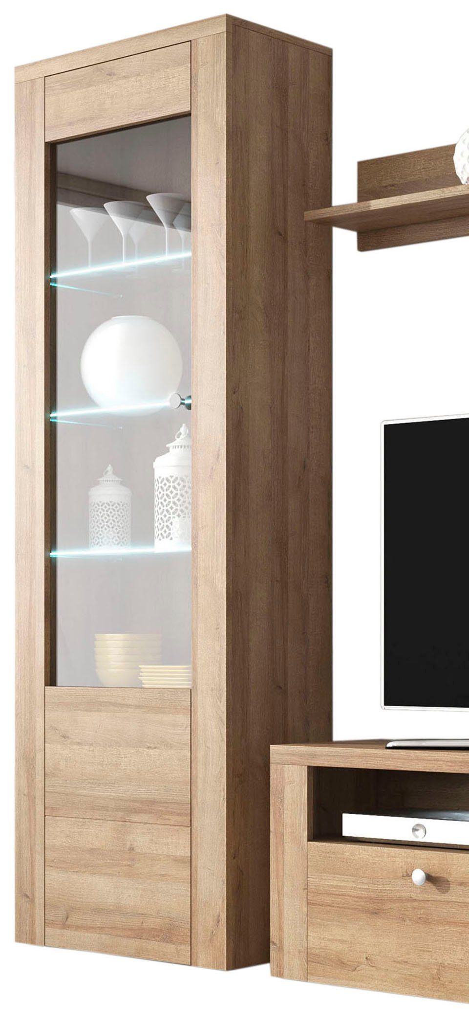 Home affaire Vitrinekast Larona, tijdloze glazen vitrine, hoge kast hoogte 205,6 cm