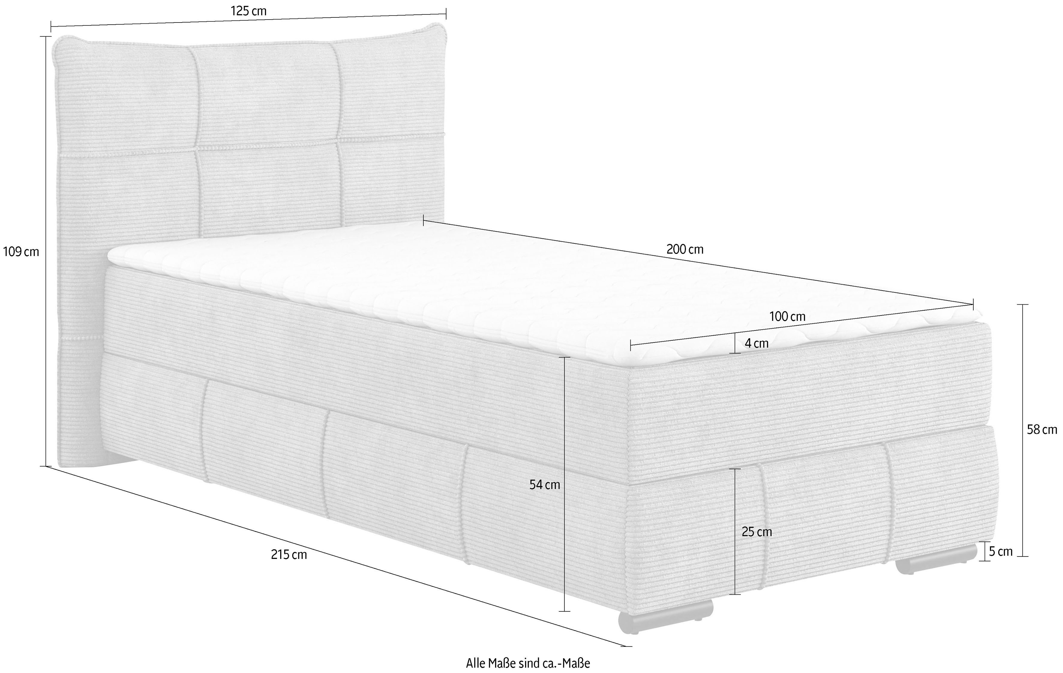 Mr. Couch Boxspring Brewdley met bedkist, incl. matras Topmatras en sierkussen, in verschillende hardheden beschikbaar
