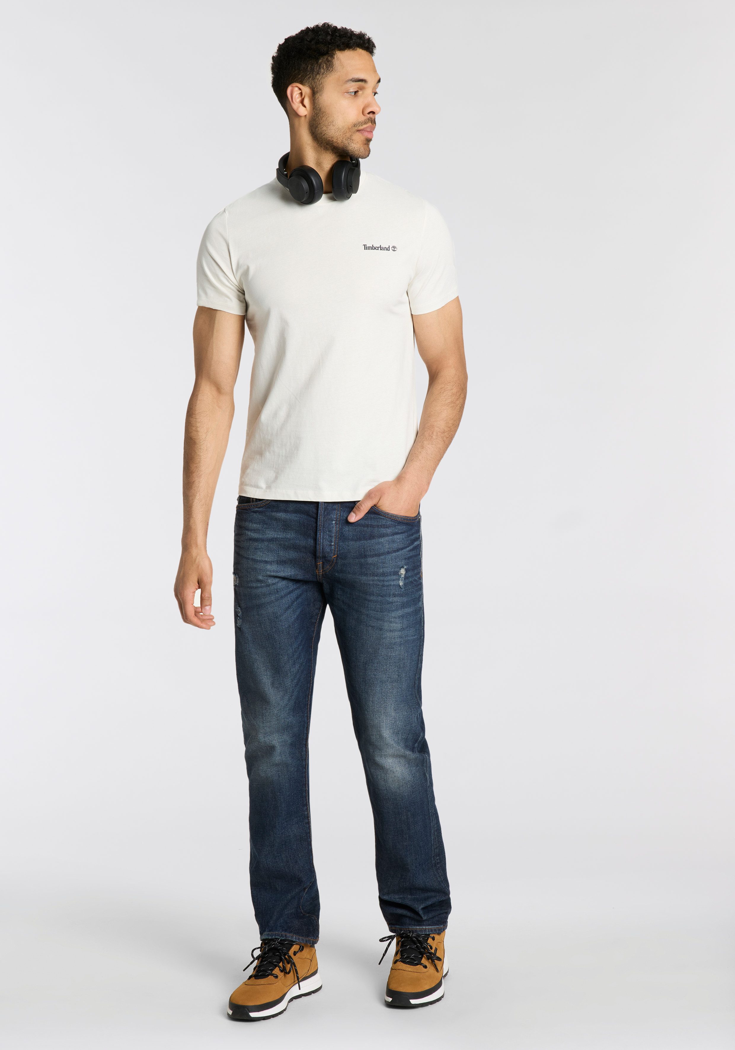 Timberland T-shirt Small Linear Logo Print Tee