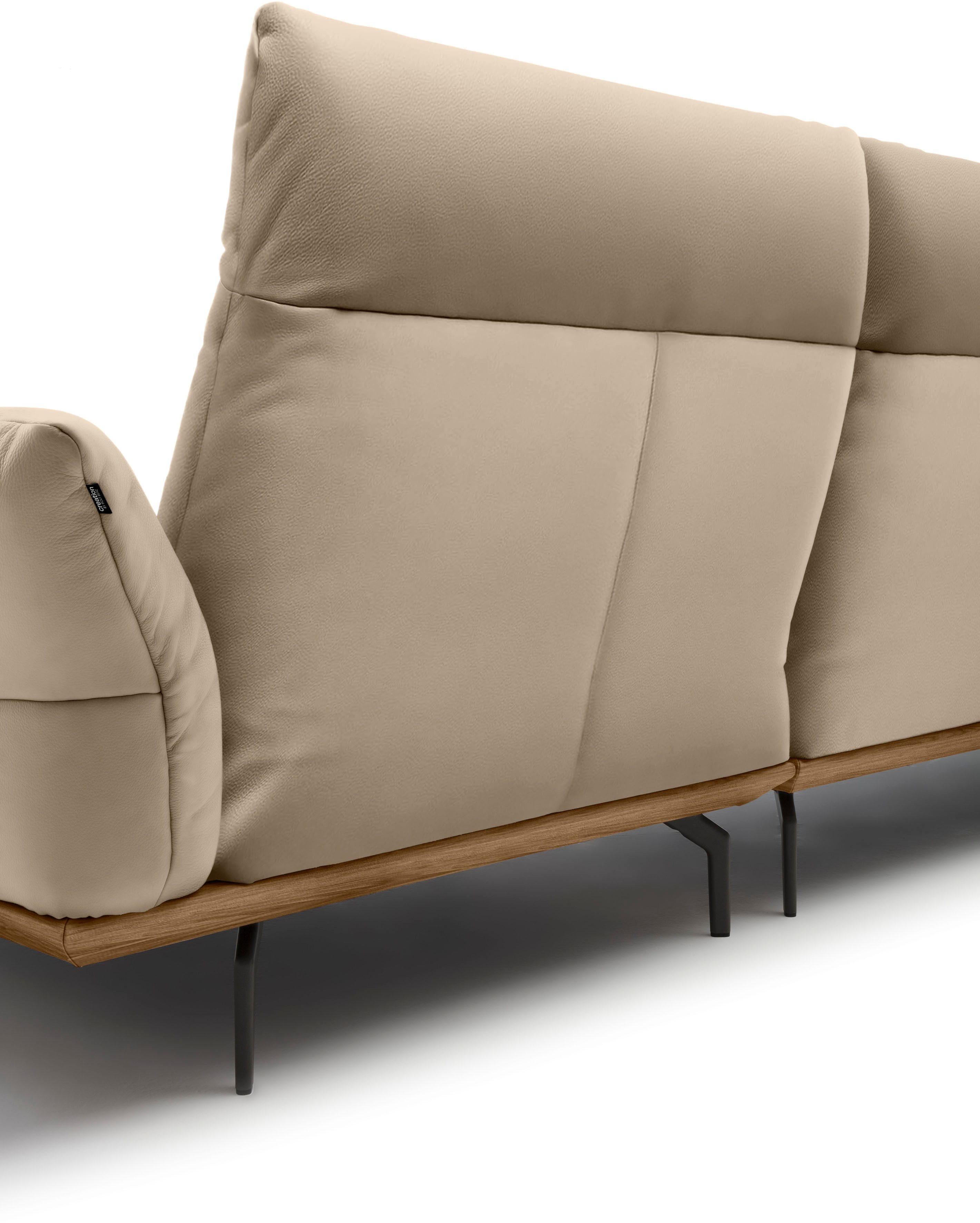 Creation BY ROLF BENZ Hoekbank Hs.460 Sokkel in walnotenhout, onderstel in umbra grijs, breedte 338 cm