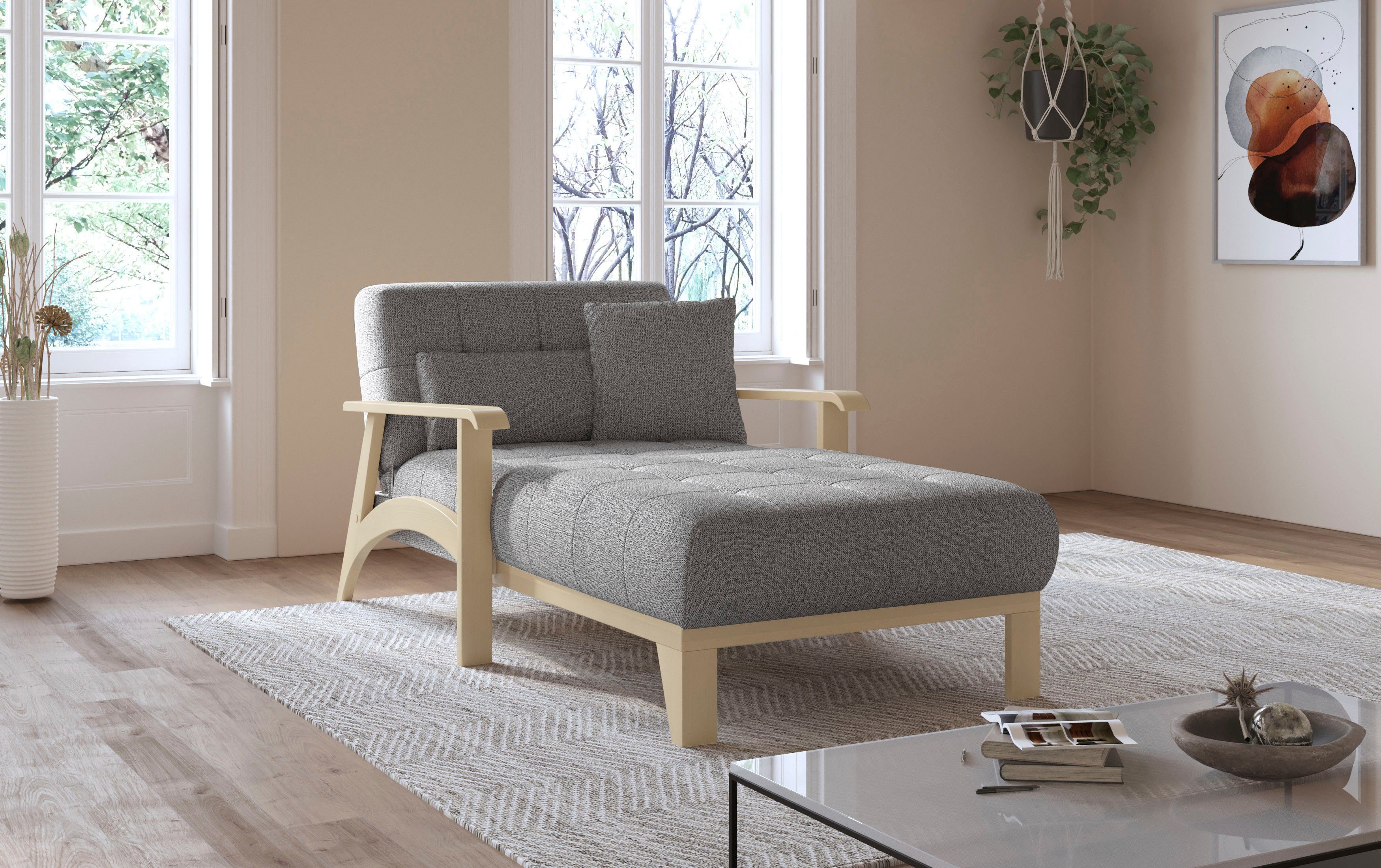 sit&more Récamier Billund Armleuningen van natuurlijk beukenhout, verschillende bekledingen en kleuren