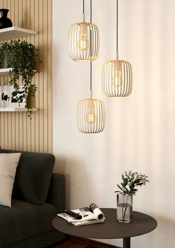 EGLO Hanglamp ROMAZZINA hanglamp, eettafellamp, zandkleurig, metaal, E27 (1 stuk)