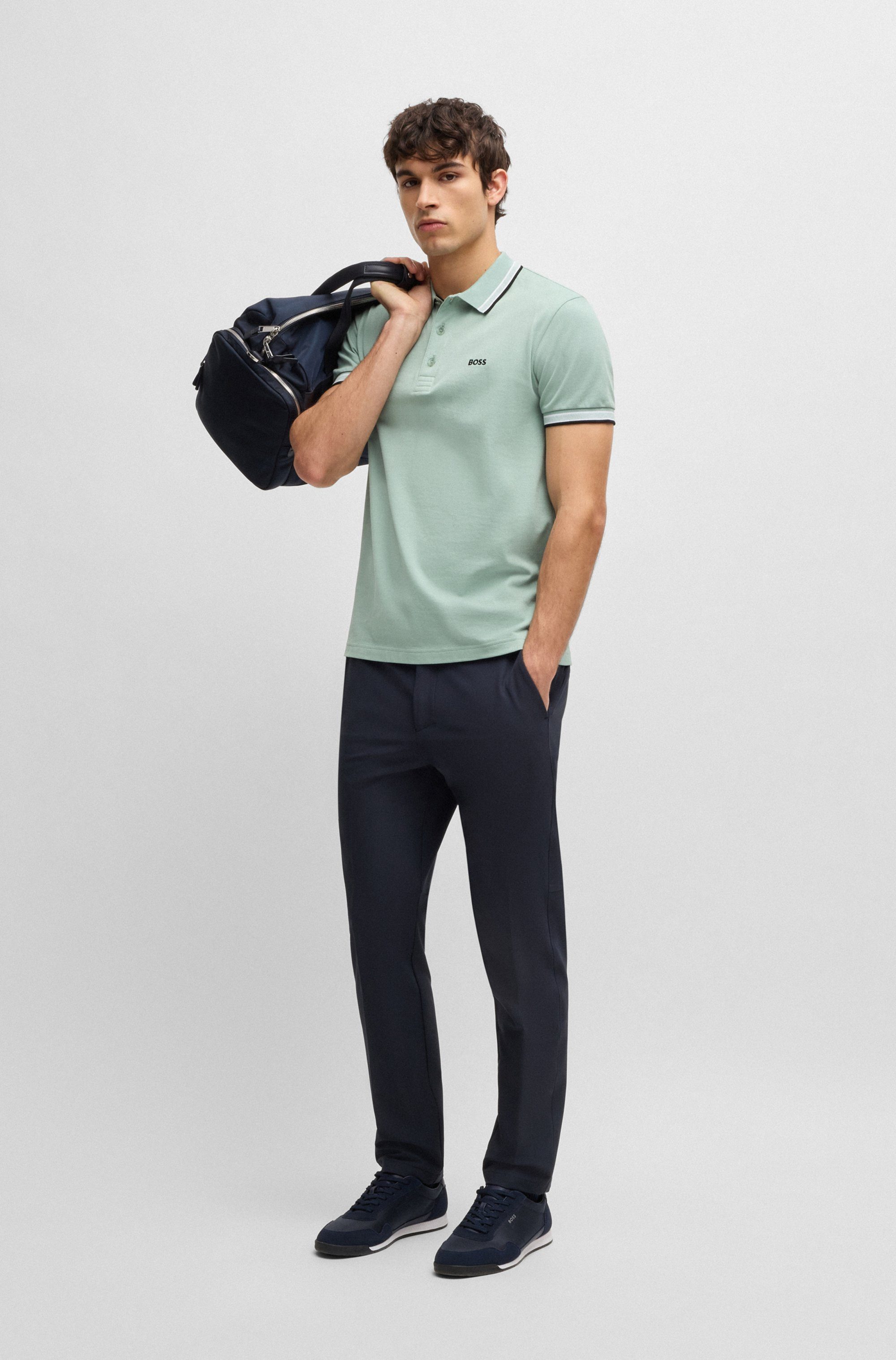 BOSS GREEN Poloshirt PADDY met contrasterende strepen aan de kraag