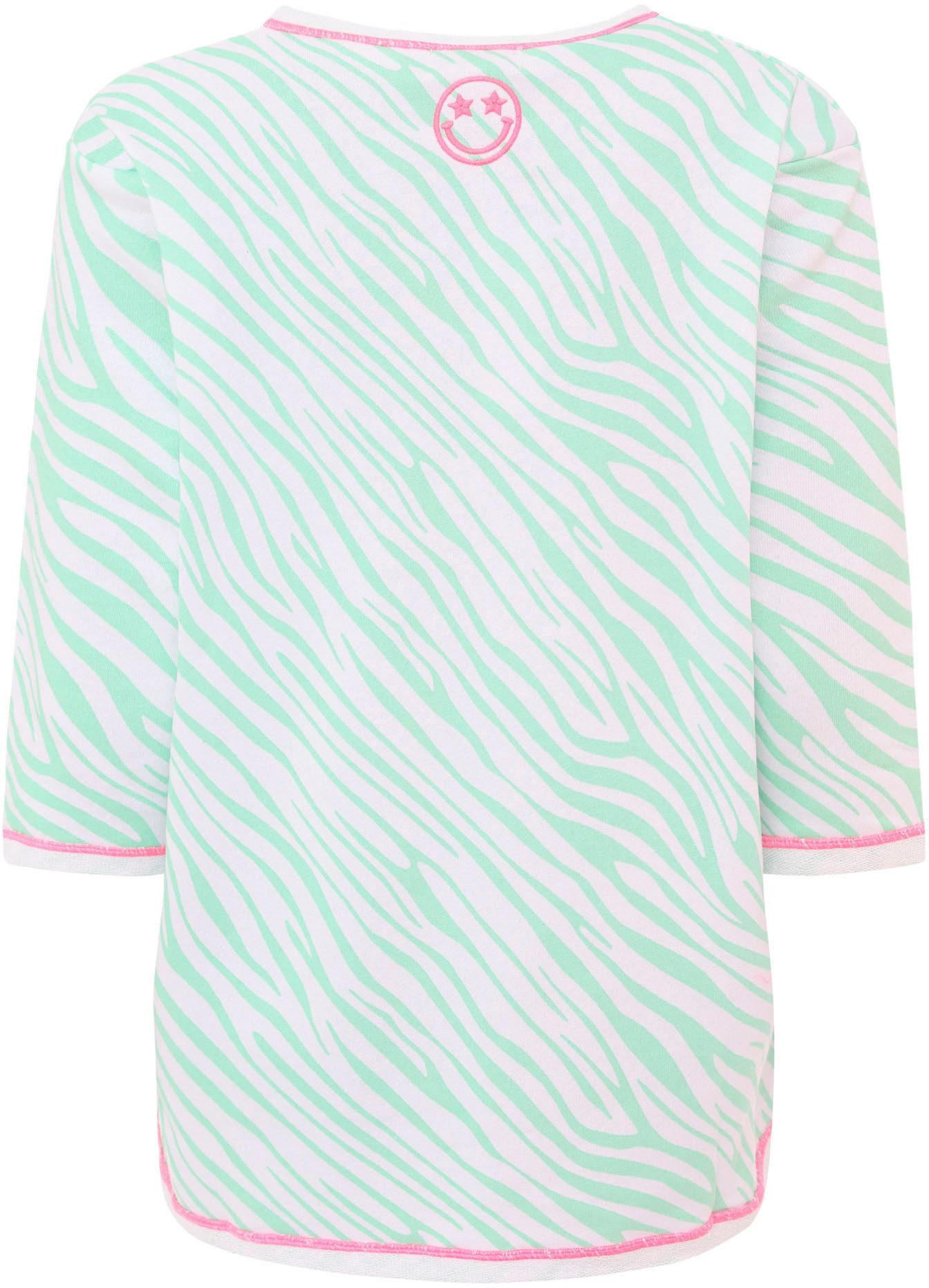 Zwillingsherz Shirt met lange mouwen SMILE Happiness met zebrapatroon en frontmotief, met 3/4 mouw
