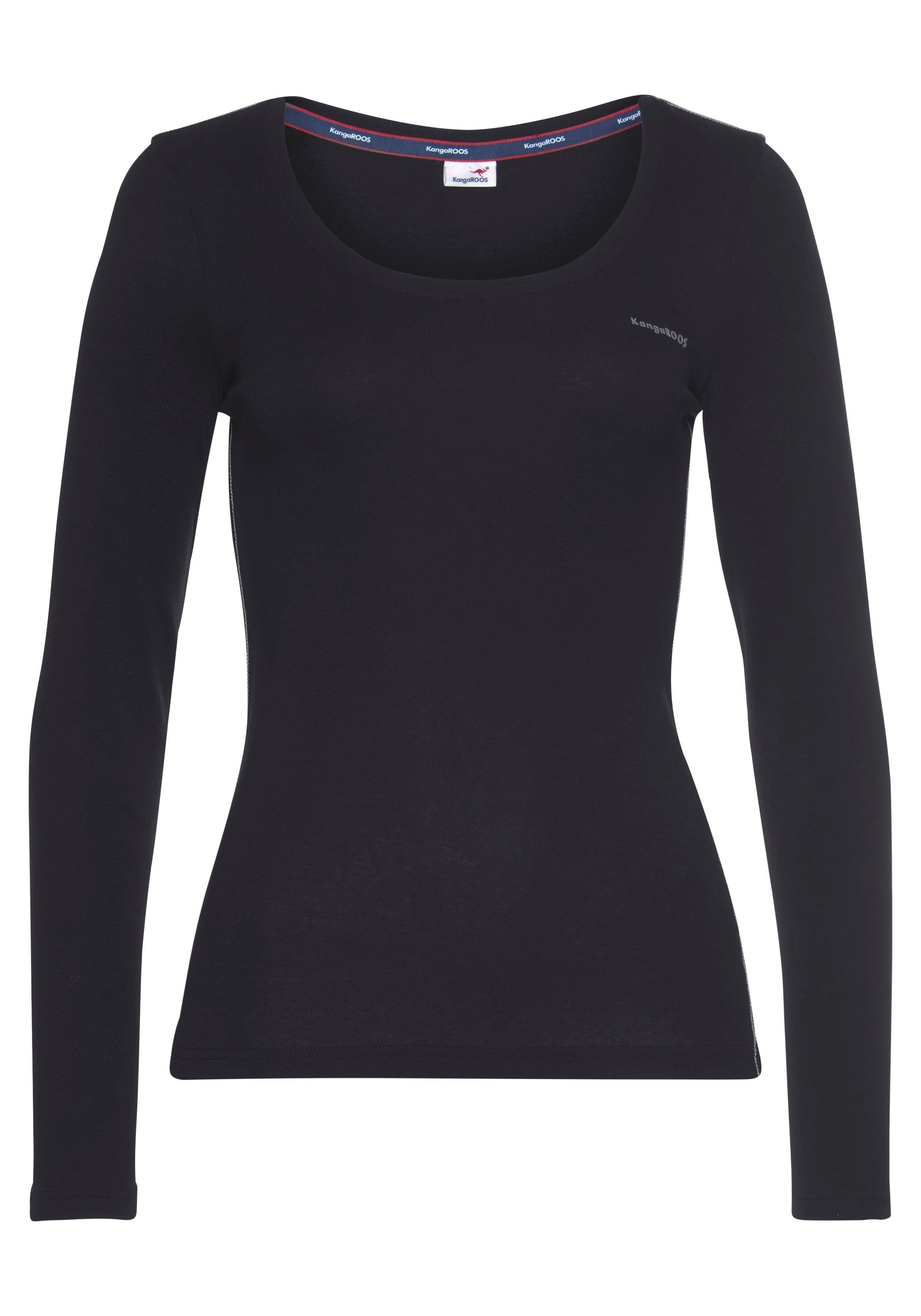 KangaROOS Shirt met lange mouwen Lange mouwen, effen of gemêleerd, ronde hals (2-delig, Set van 2)
