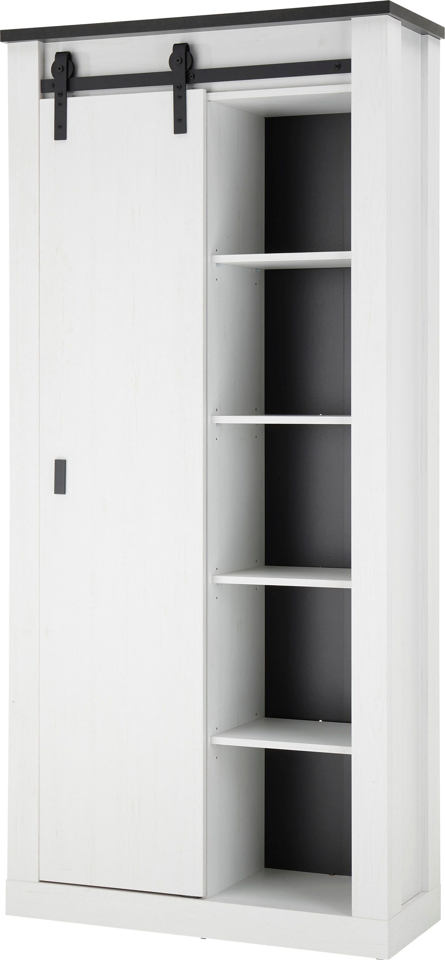 Home affaire Rek Sherwood modern houtdecor, met schuurdeurbeslag van metaal, hoogte 201 cm