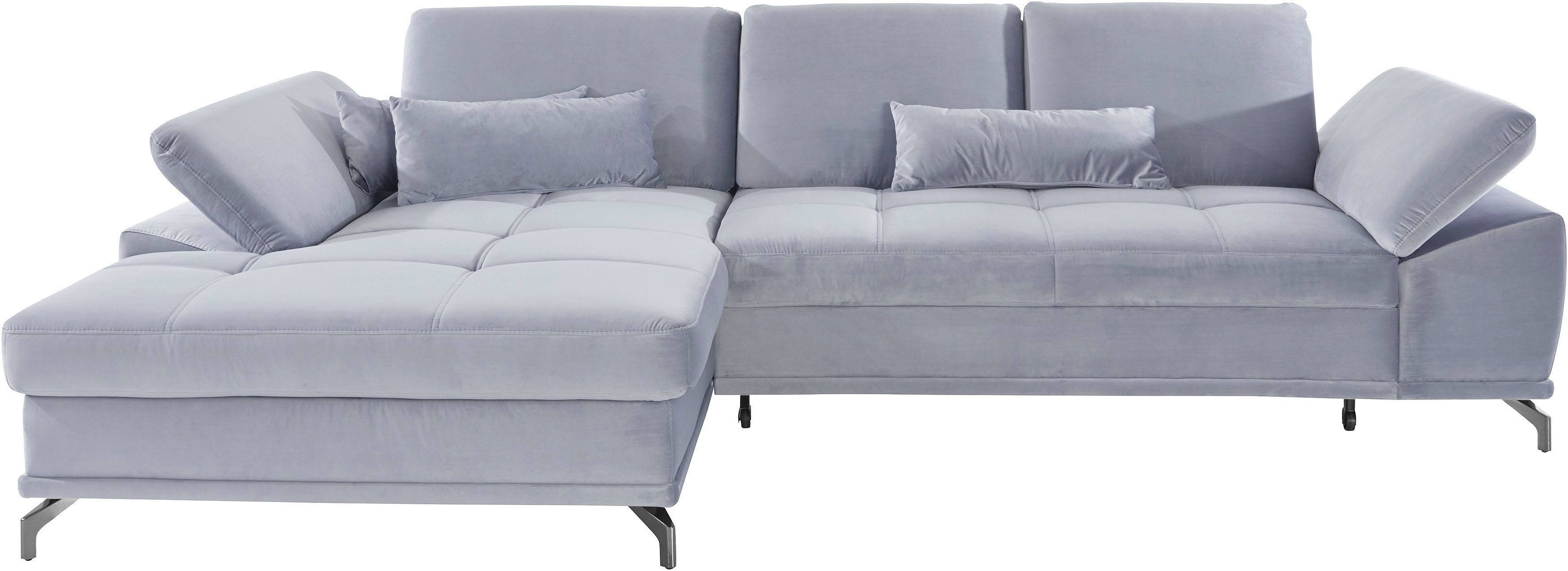 Places of Style Hoekbank Costello L-vorm, met zitdiepteverstelling, armleuningverstelling en