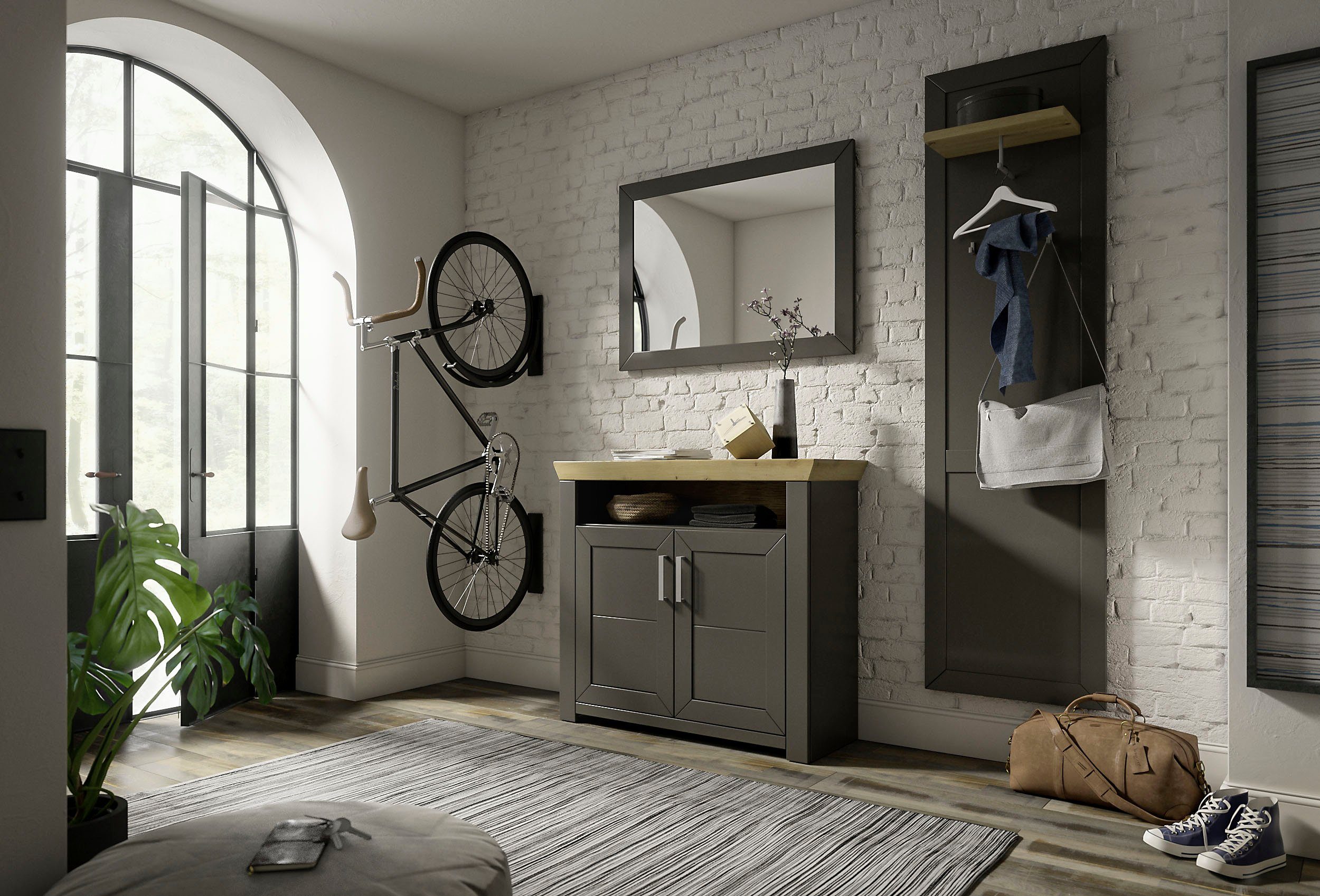 set one by Musterring Halmeubelset GA York Kombi 58 met spiegel en commode (set, 3-delig) wandkapstokken grijs